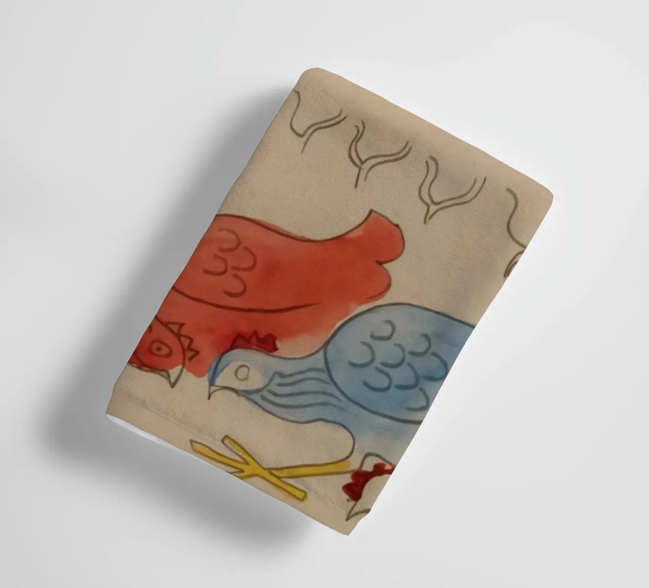 Cows and Roosters Under Trees towel by Damian Jackson