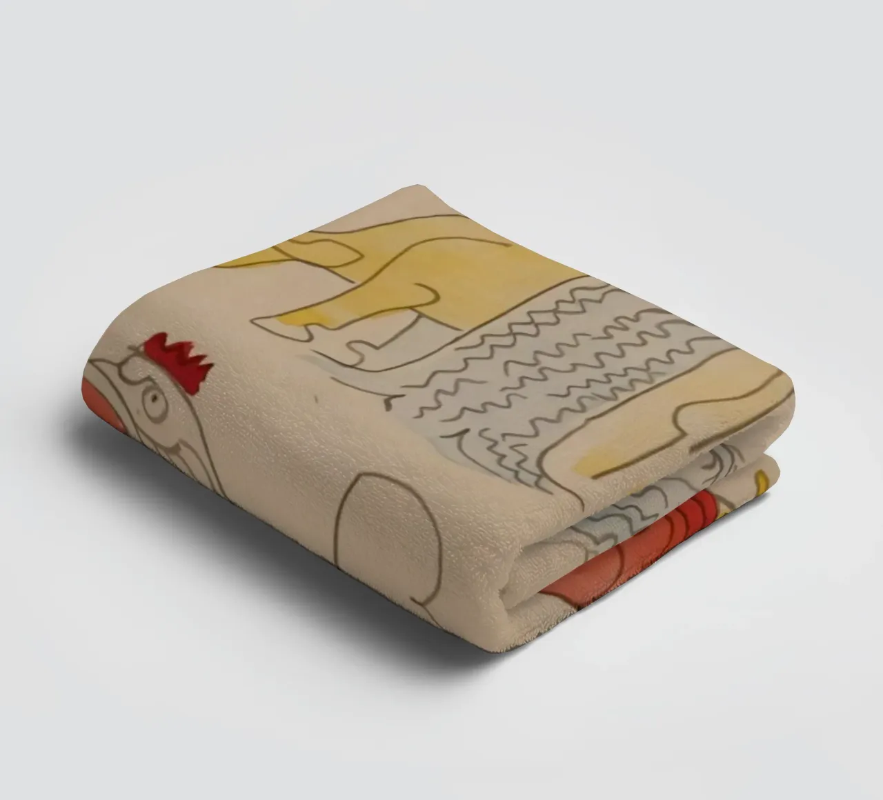 Cows and Roosters Under Trees towel by Damian Jackson