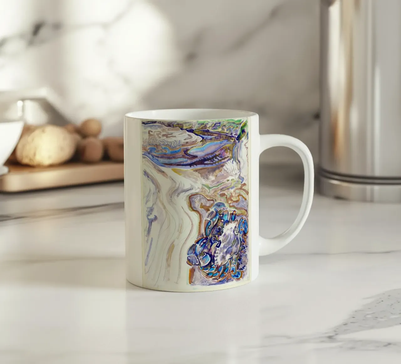 Granchio sulla spiaggia, 1950 tazza in ceramica da Damian Jackson