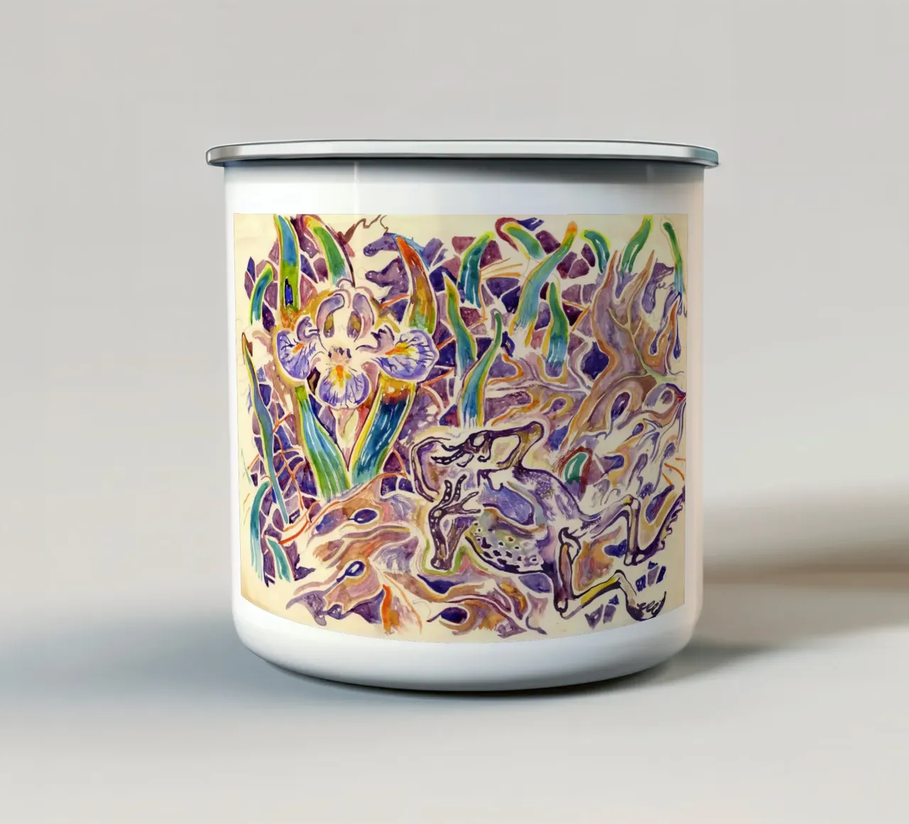 Rana con iris, 1960 tazza in smalto da Damian Jackson