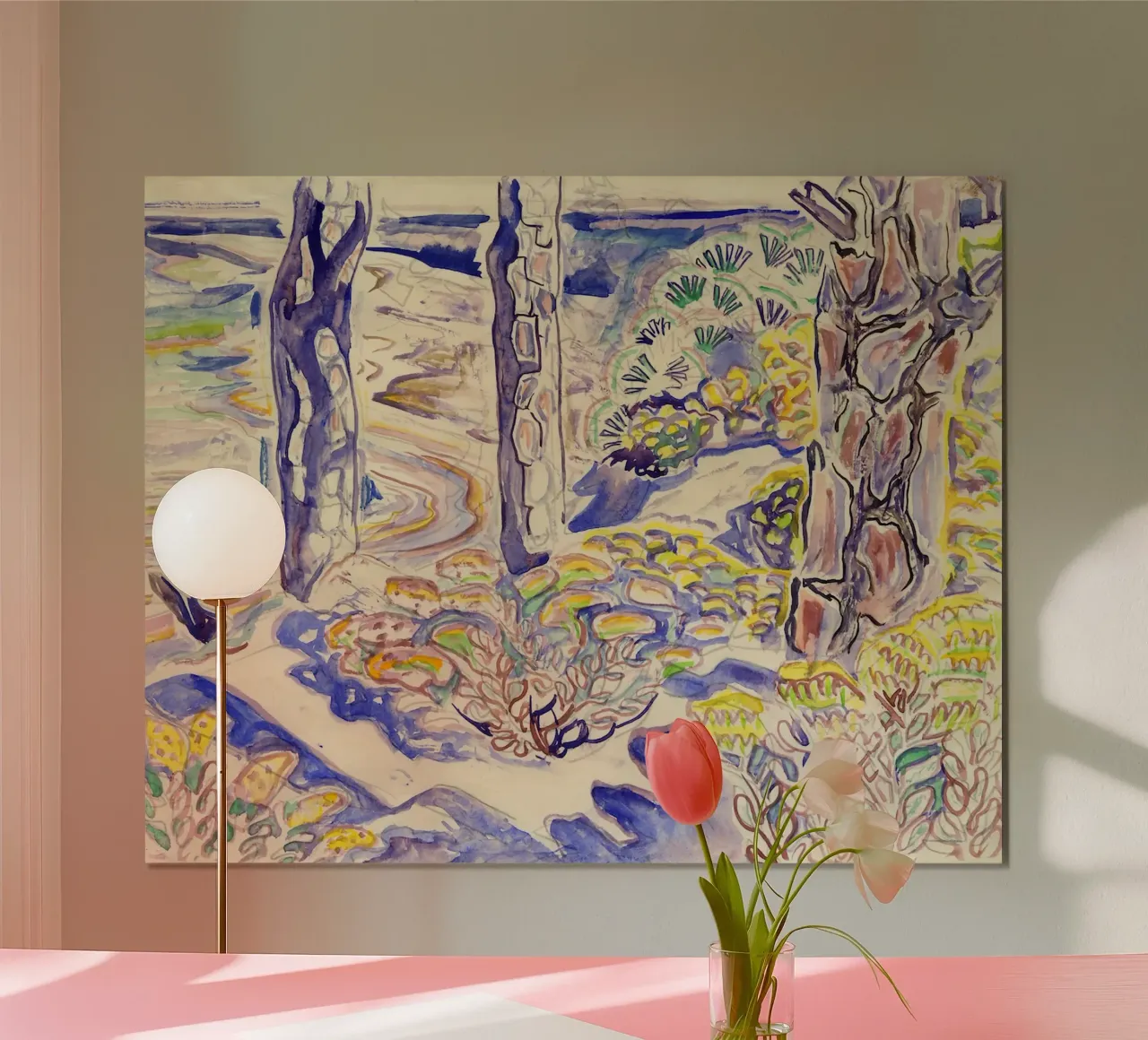 Verga d'oro sull'Isola di Horn poster con telaio in alluminio da Damian Jackson