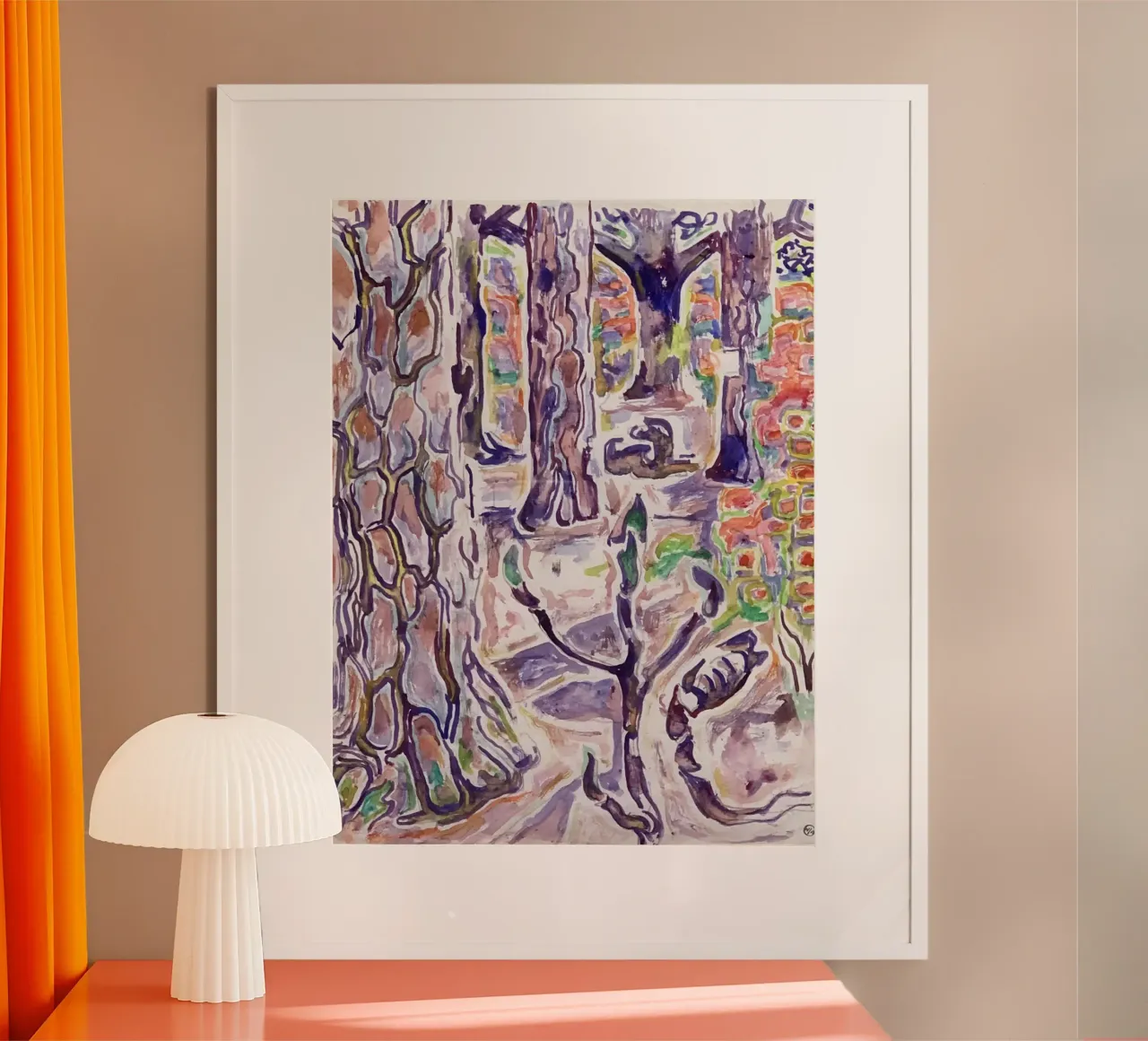 Isola di Horn, 1960 poster con telaio in legno da Damian Jackson