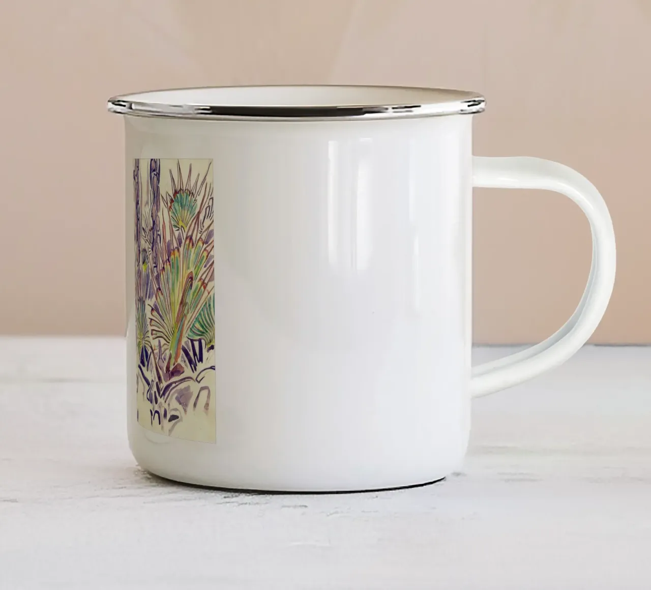 Palmette e pini tazza in smalto da Damian Jackson