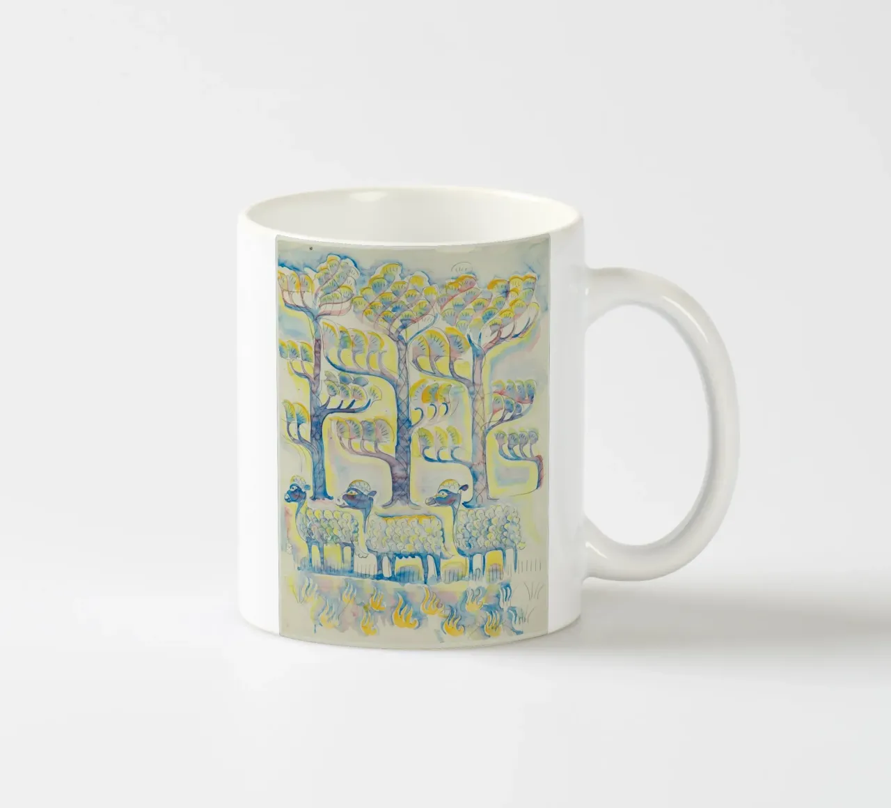 Pecore e pini tazza in ceramica da Damian Jackson