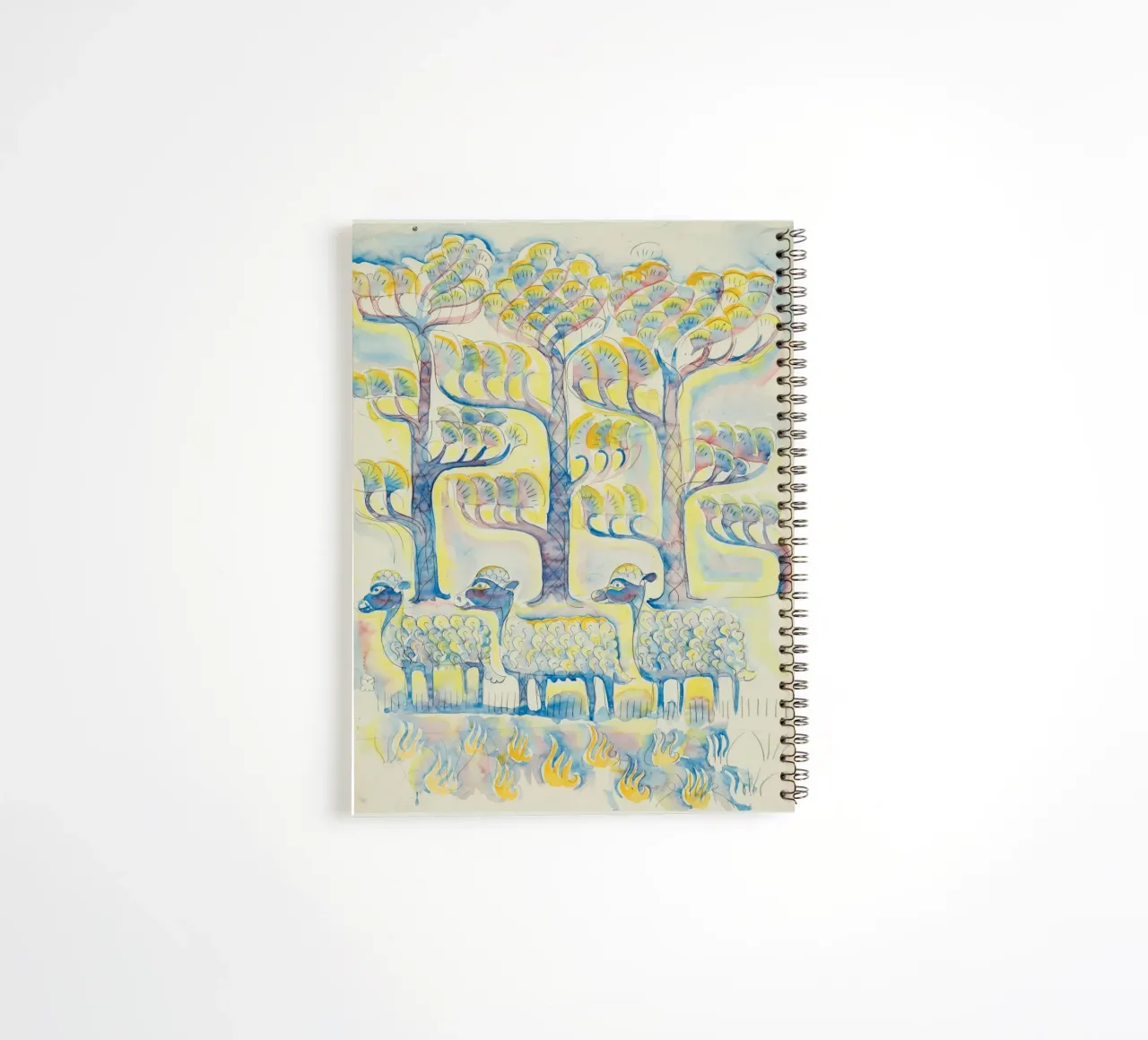 Sheep and Pine Trees spiral notebook by Damian Jackson