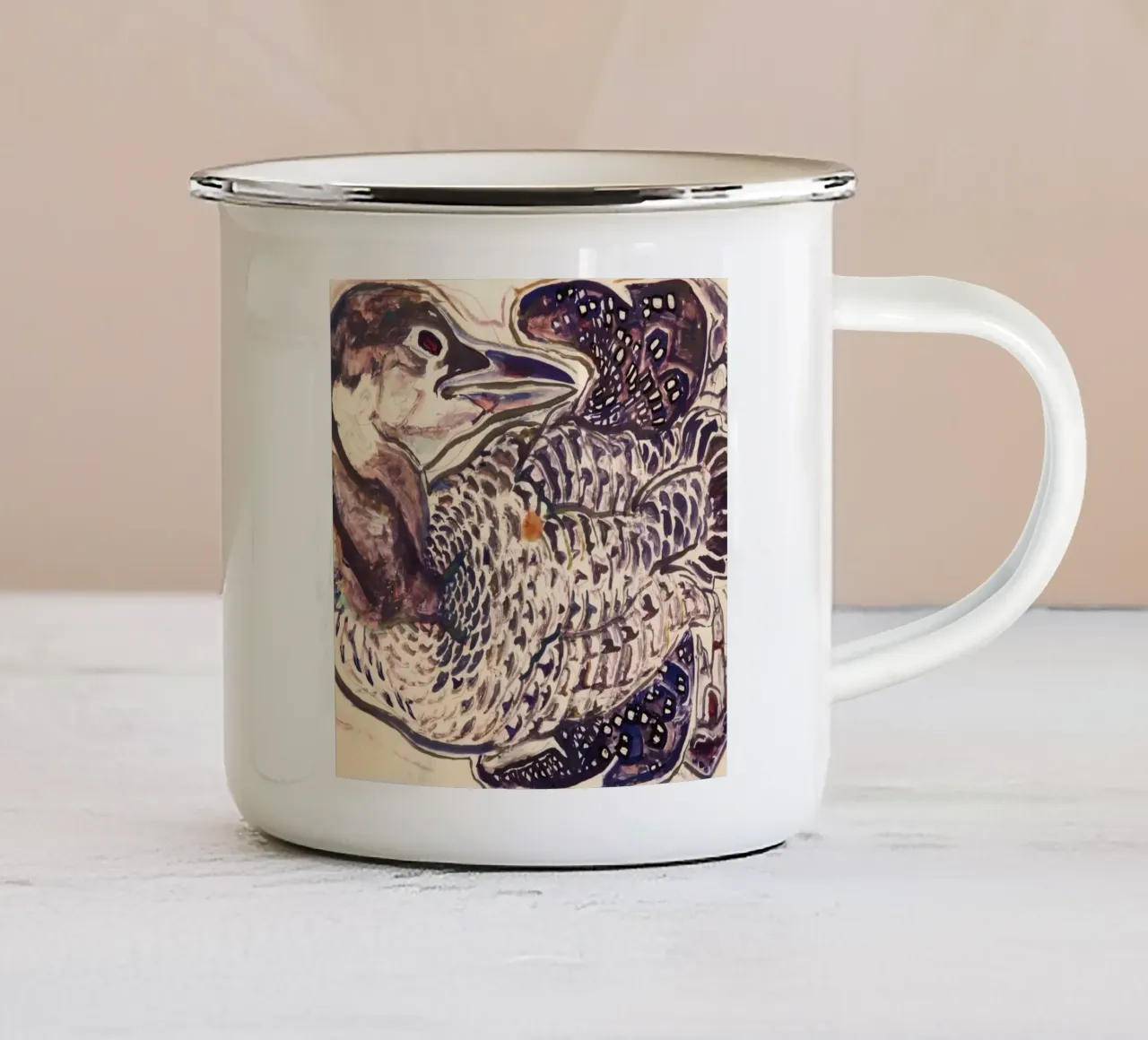 Anatra acquatica tazza in smalto da Damian Jackson
