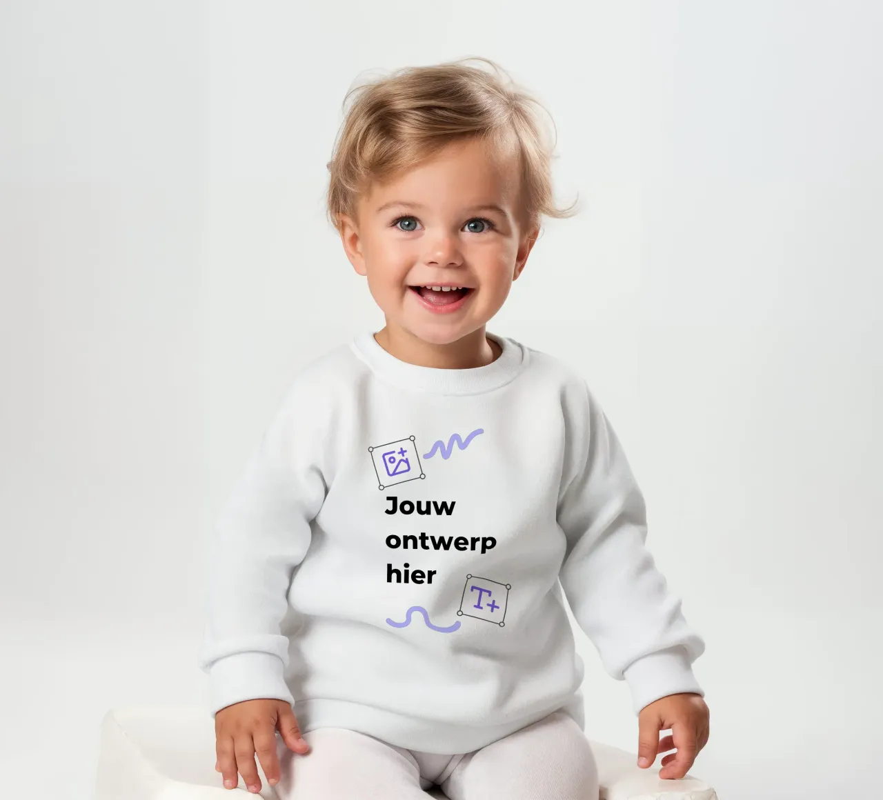 Jouw ontwerp hier baby sweatshirt by JUNIQE