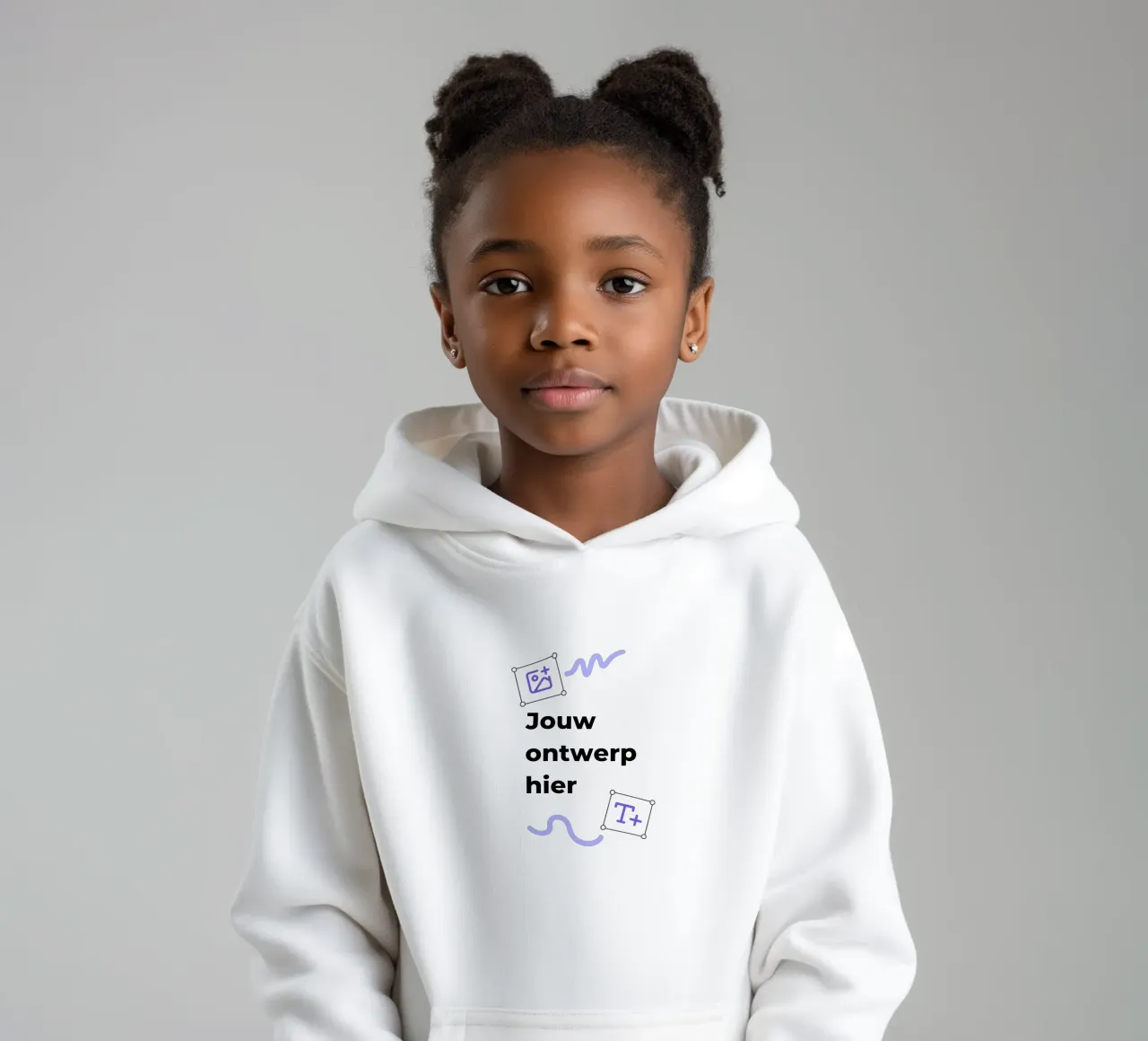 Jouw ontwerp hier kids hoodie by JUNIQE