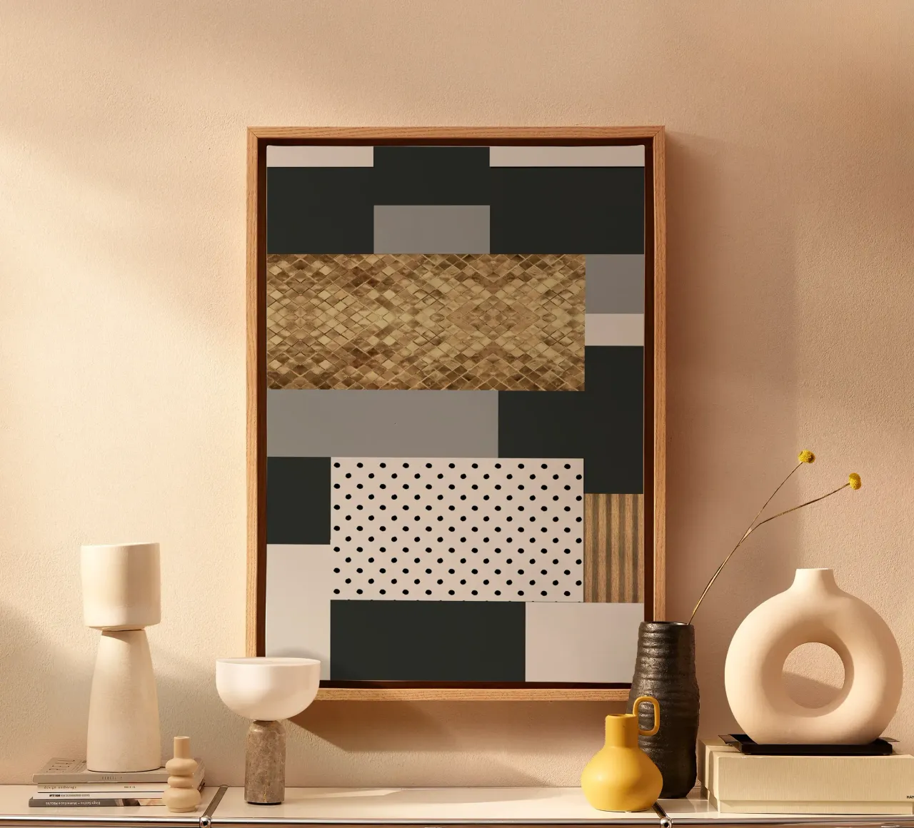 gray abstract tela con Cornice a cassetta da vintageshop