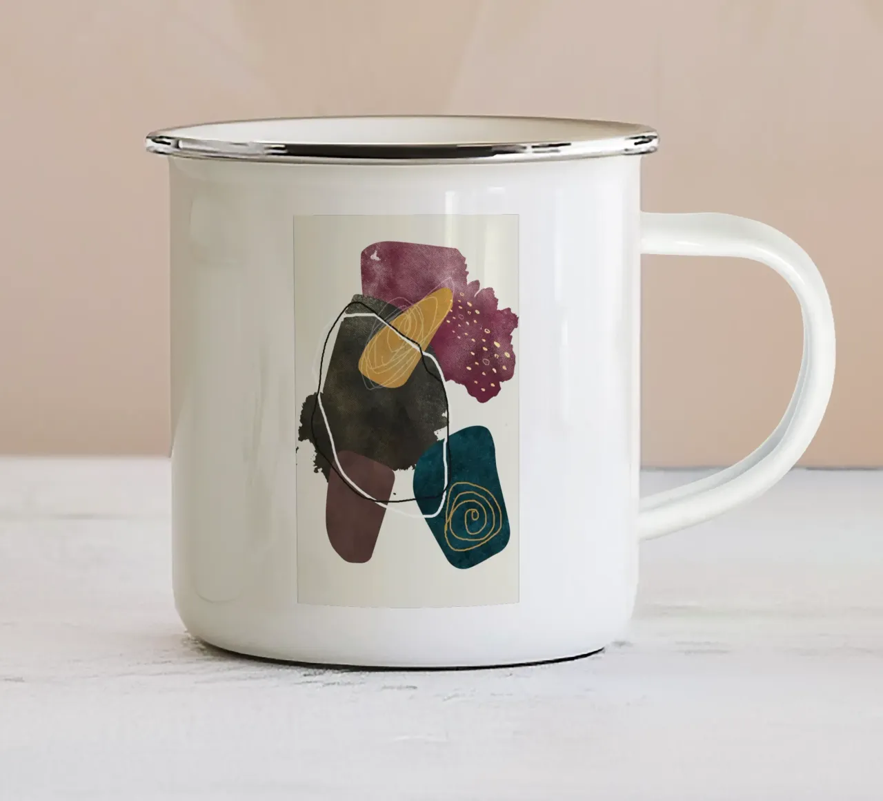 abstract boho xl tazza in smalto da vintageshop
