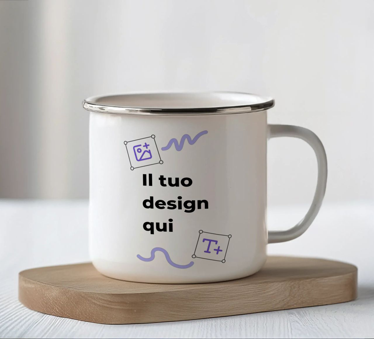 Il tuo design qui tazza in smalto da JUNIQE