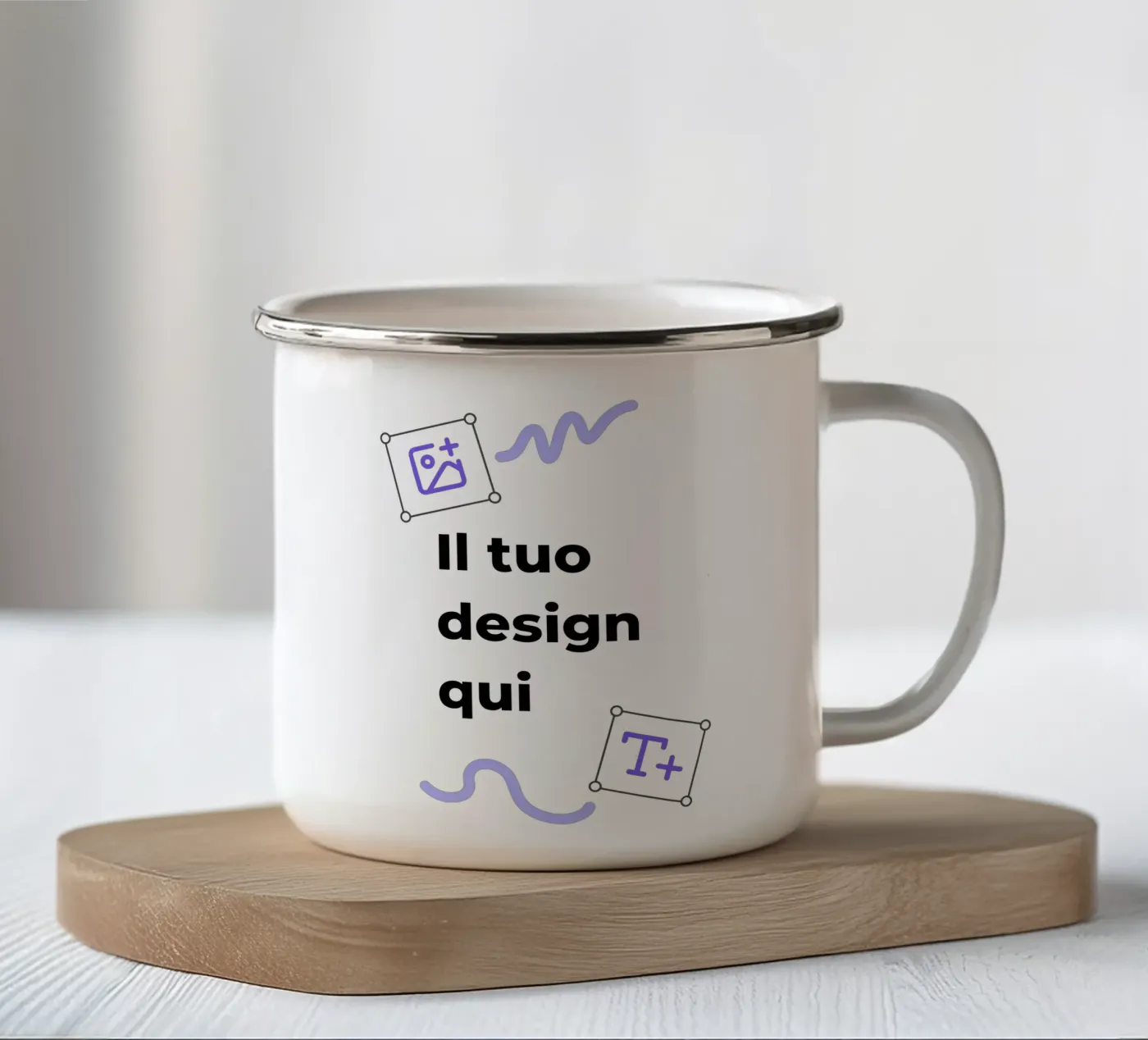 Il tuo design qui tazza in smalto da JUNIQE