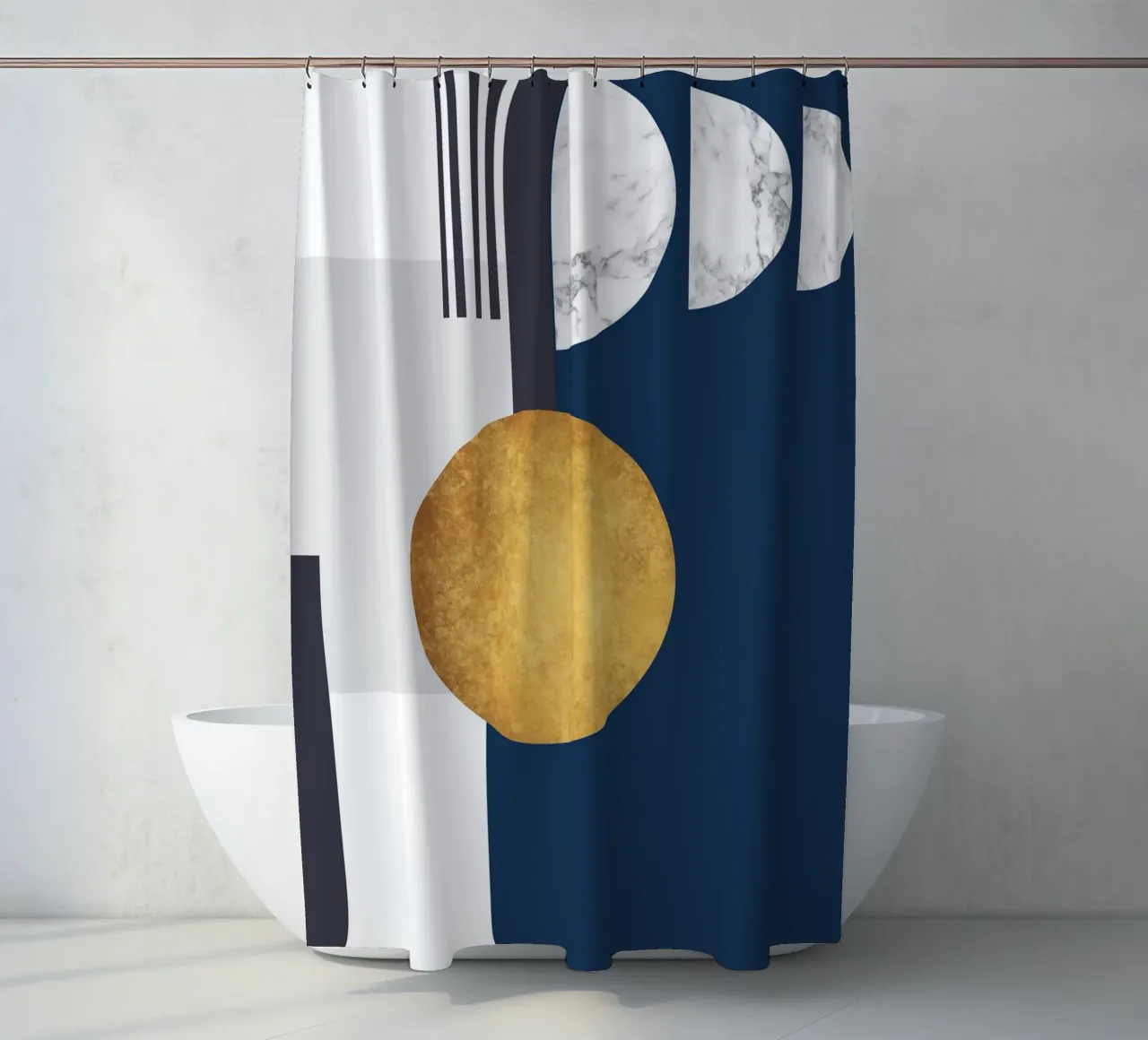 abstract geometric half moon tenda da doccia da vintageshop