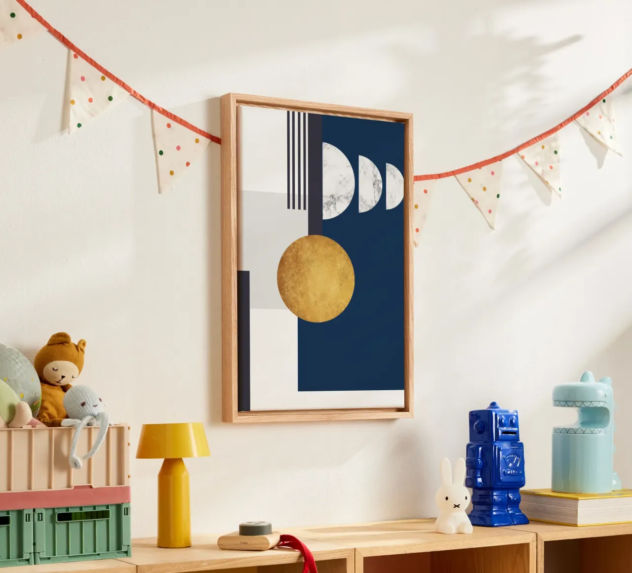 abstract geometric half moon tela con Cornice a cassetta da vintageshop