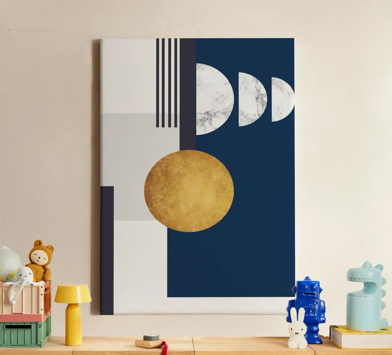 abstract geometric half moon tela con Cornice a cassetta da vintageshop