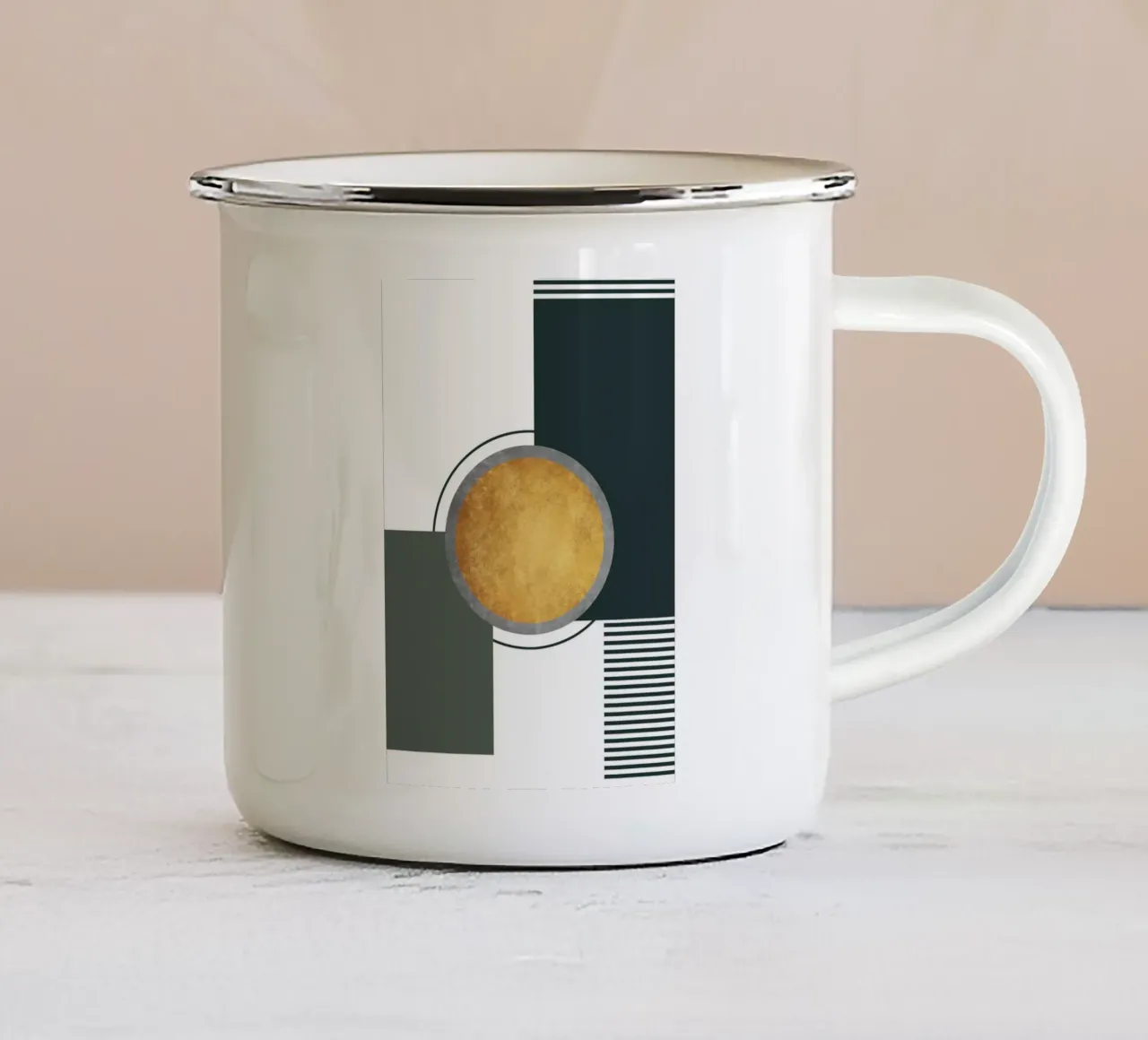 abstract geometric moon emaille mok van vintageshop