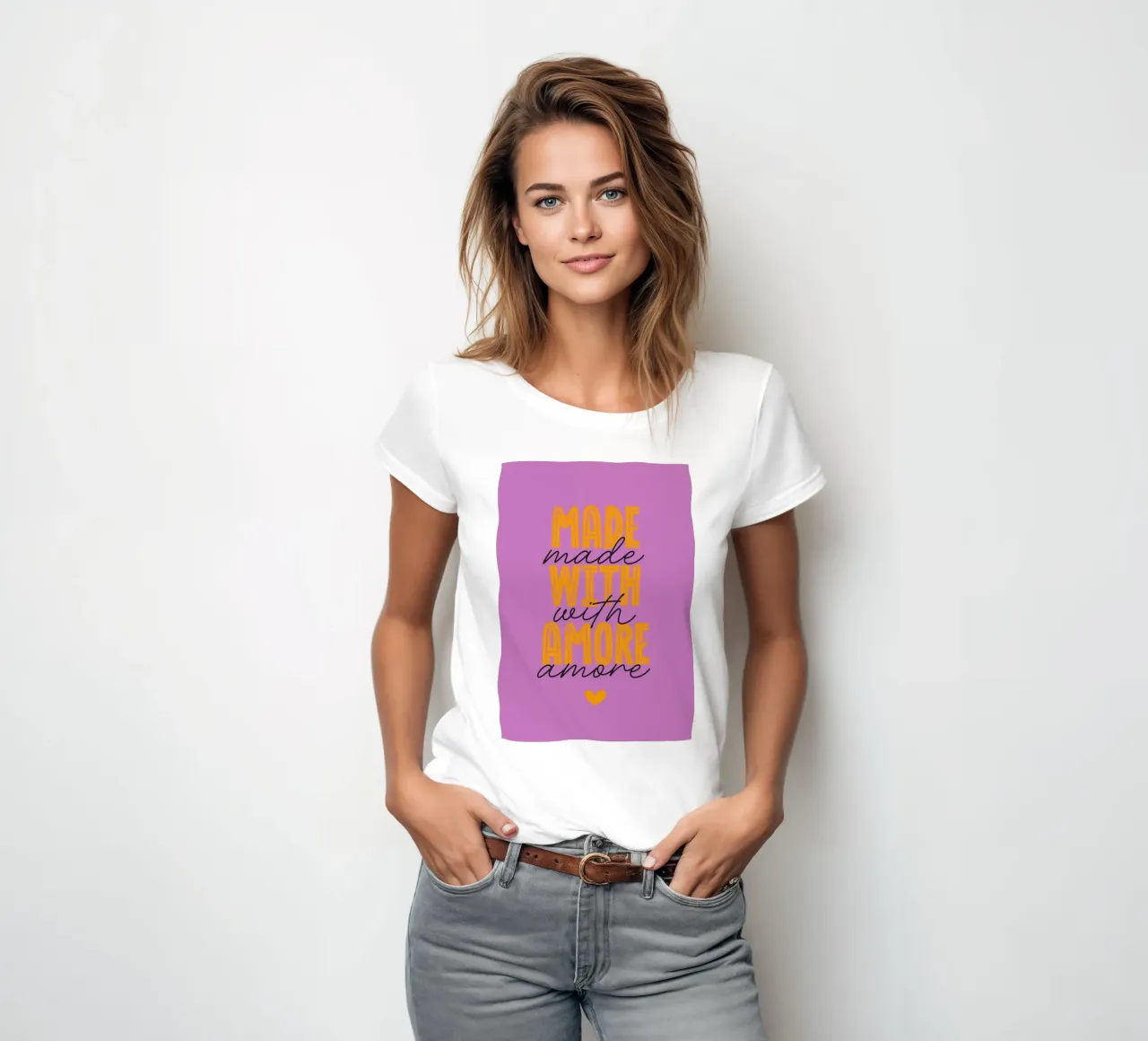 Made with amore t-shirt da donna da Fraysein Design