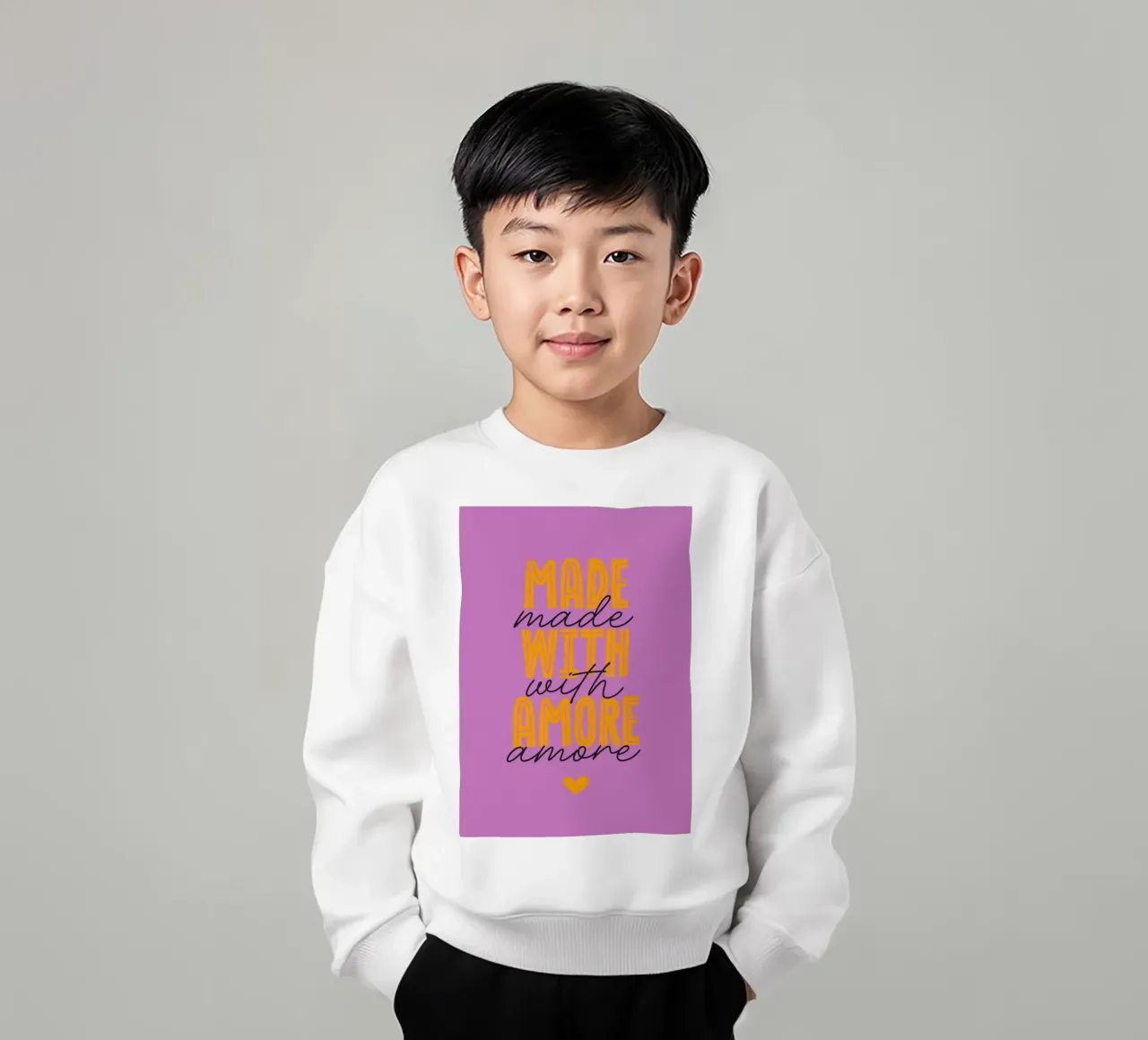 Made with amore felpa bambino da Fraysein Design