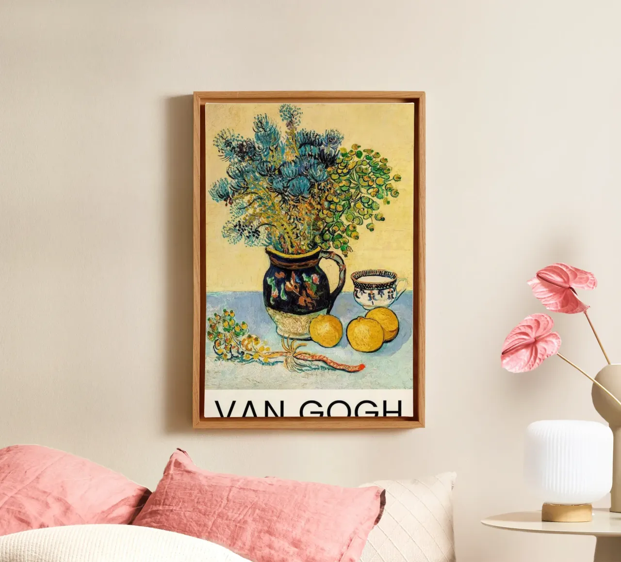 Blumenvase dekoratives Muster Leinwand mit Schattenfugenrahmen von cloud shop