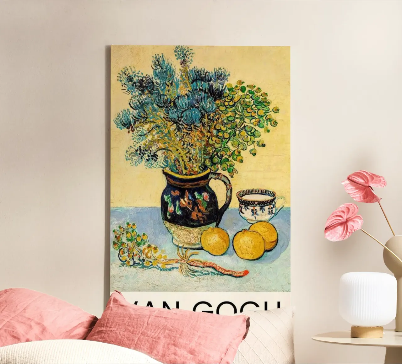 Blumenvase dekoratives Muster Leinwand mit Schattenfugenrahmen von cloud shop