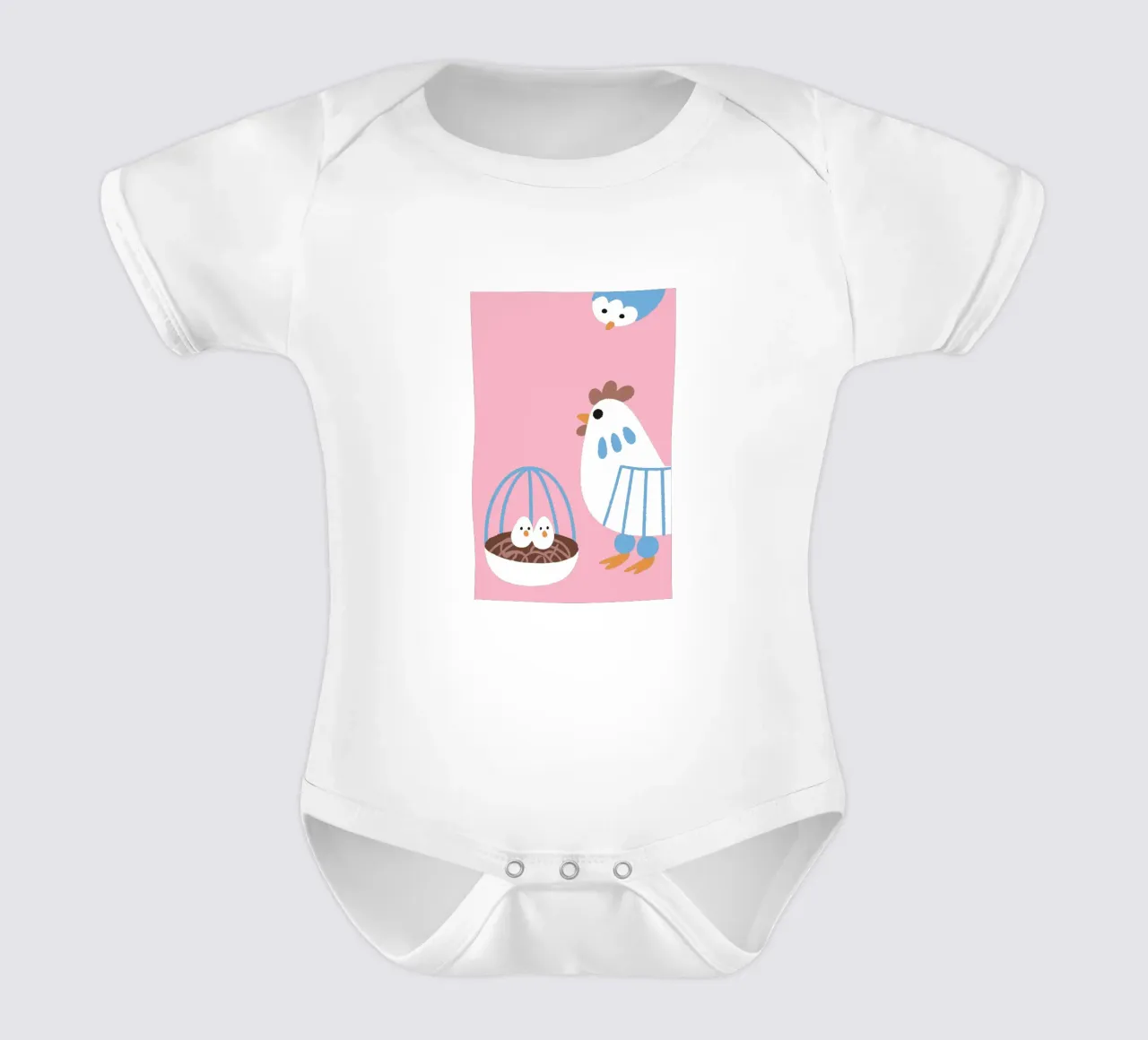 Chicken Laying Eggs short-sleeve baby romper by TRENDY POSTER SHOP