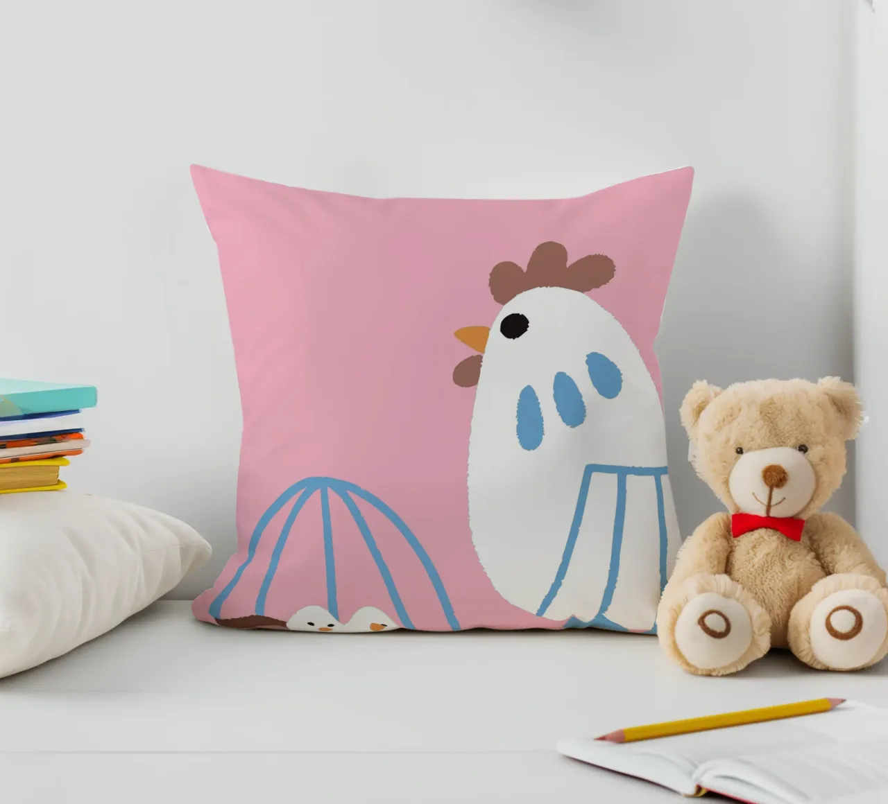 Chicken Laying Eggs decorative cushion by TRENDY POSTER SHOP