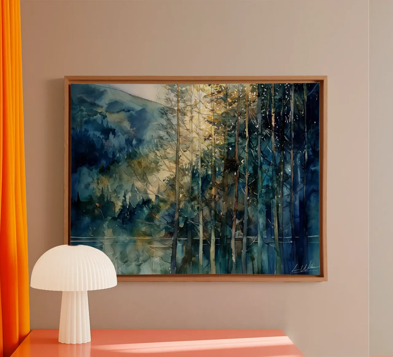 Echi attraverso i pini tela con Cornice a cassetta da Luke Wilder Studio