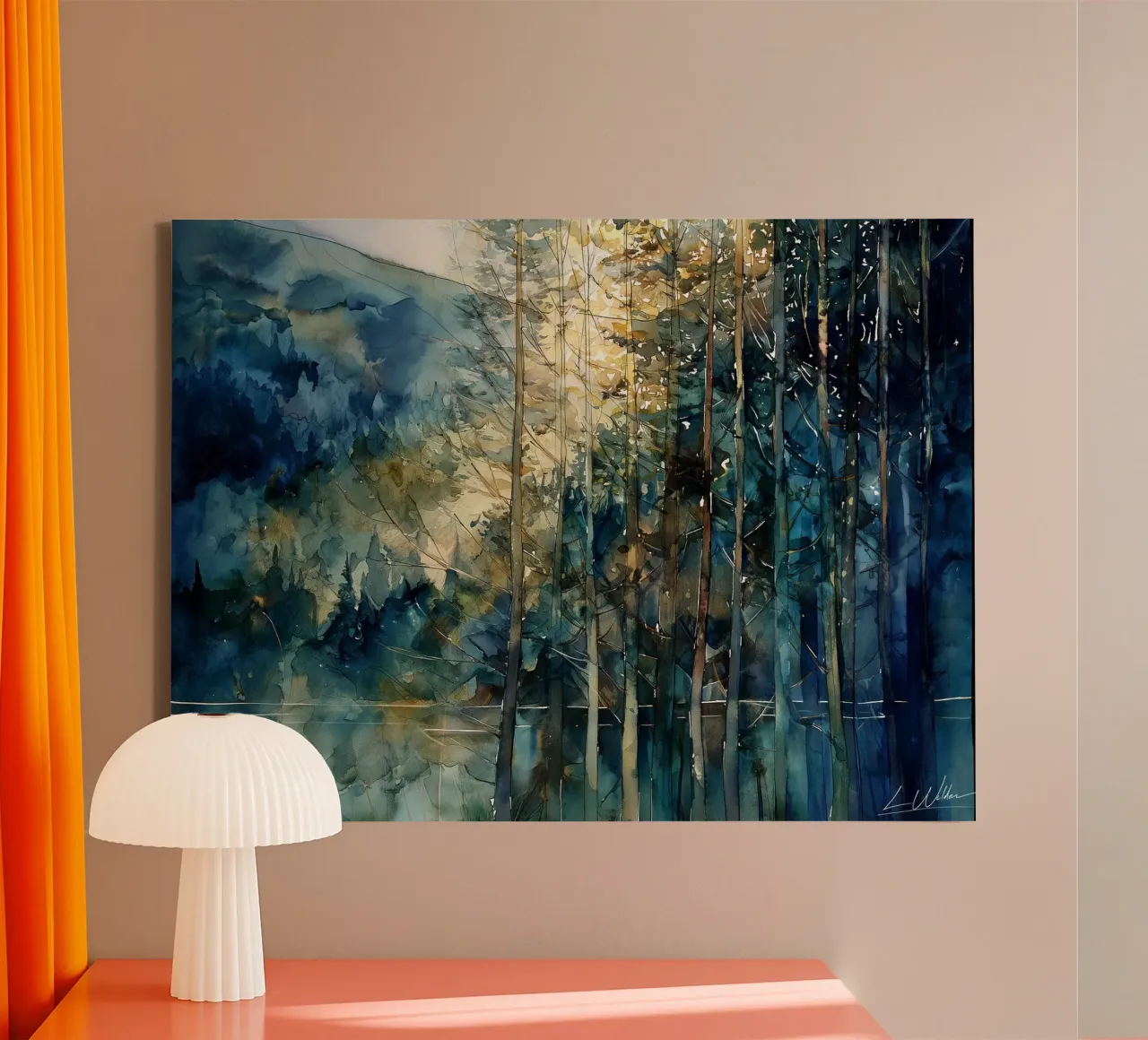 Echi attraverso i pini tela con Cornice a cassetta da Luke Wilder Studio