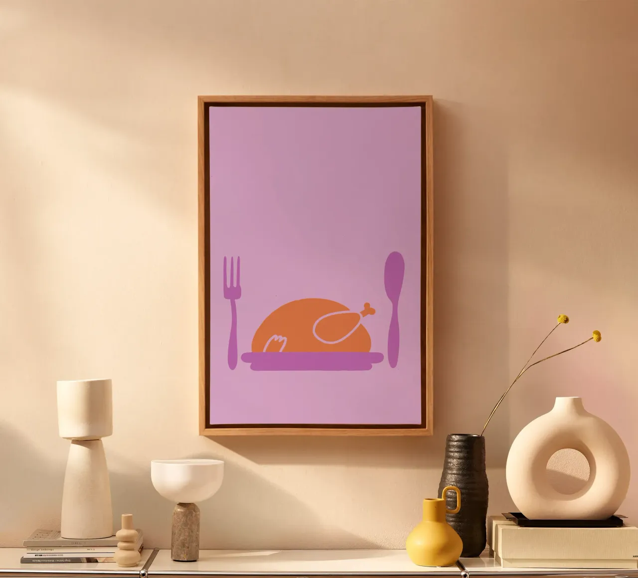 Pollo arrosto tela con Cornice a cassetta da TRENDY POSTER SHOP