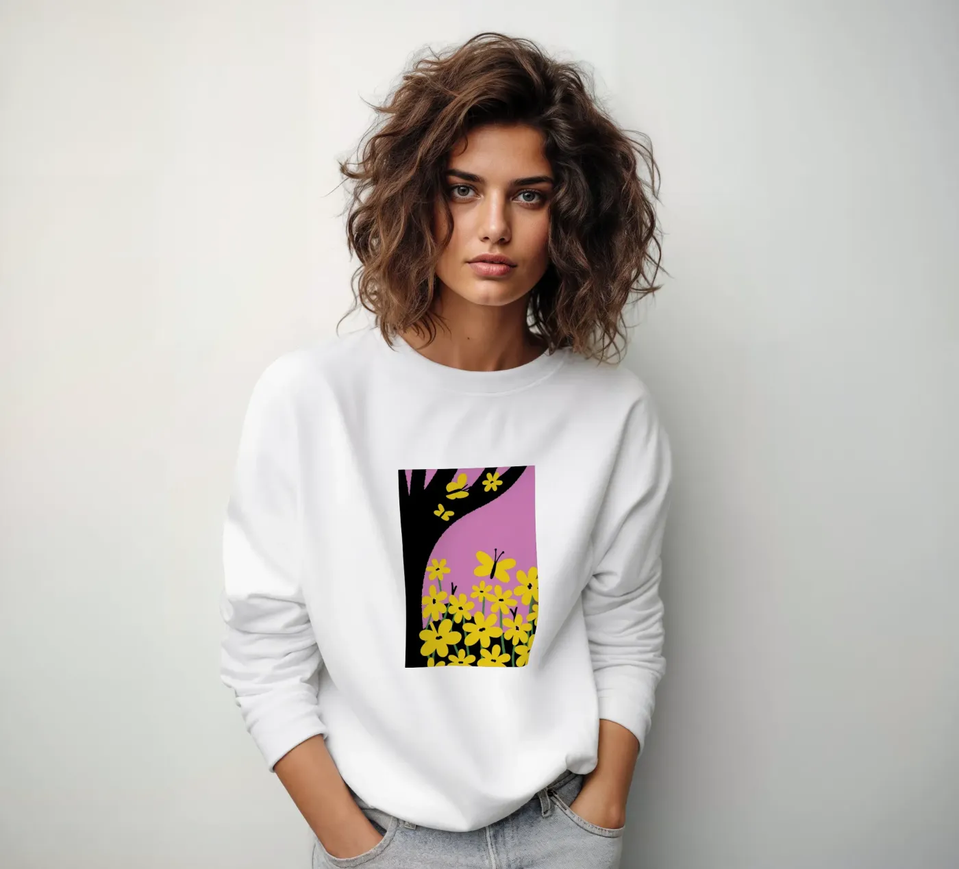 Butterfly and Flower Sweatshirt von TRENDY POSTER SHOP