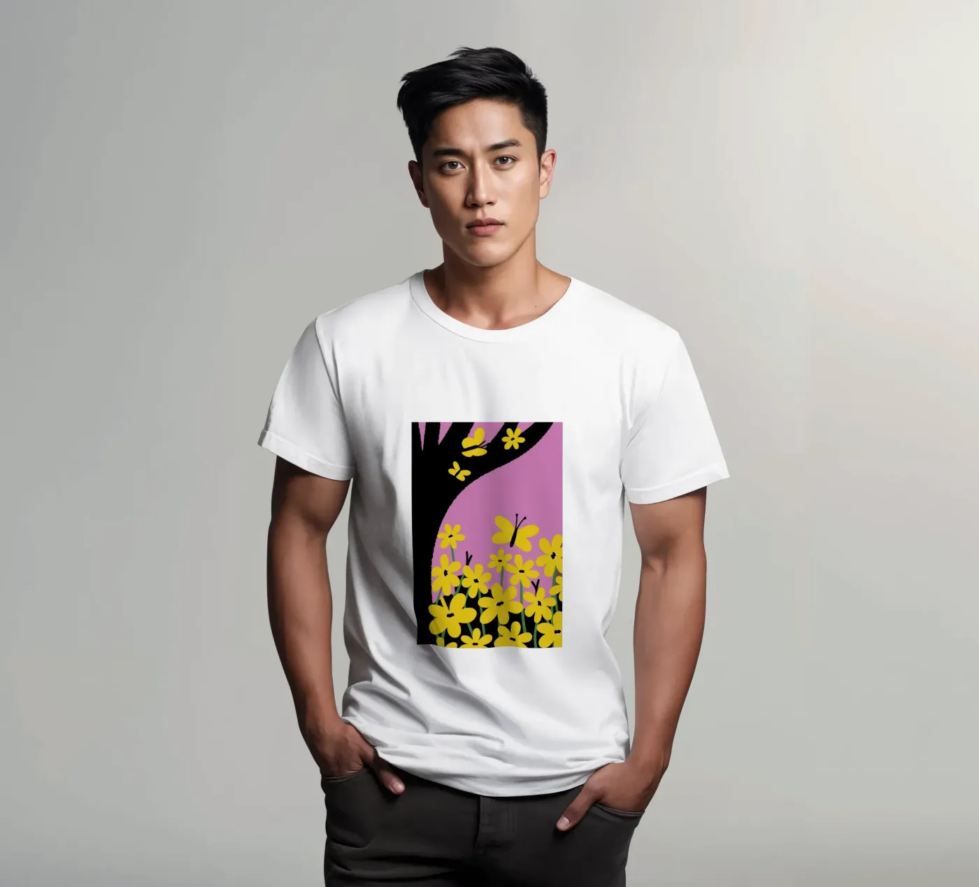 Farfalla e fiore t-shirt da TRENDY POSTER SHOP