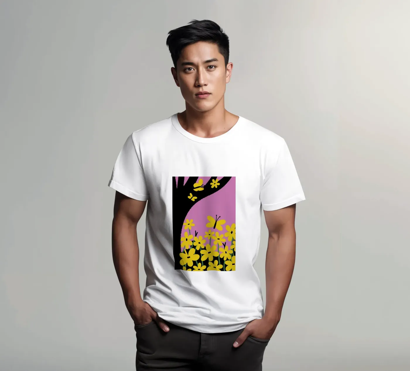 Farfalla e fiore t-shirt da TRENDY POSTER SHOP