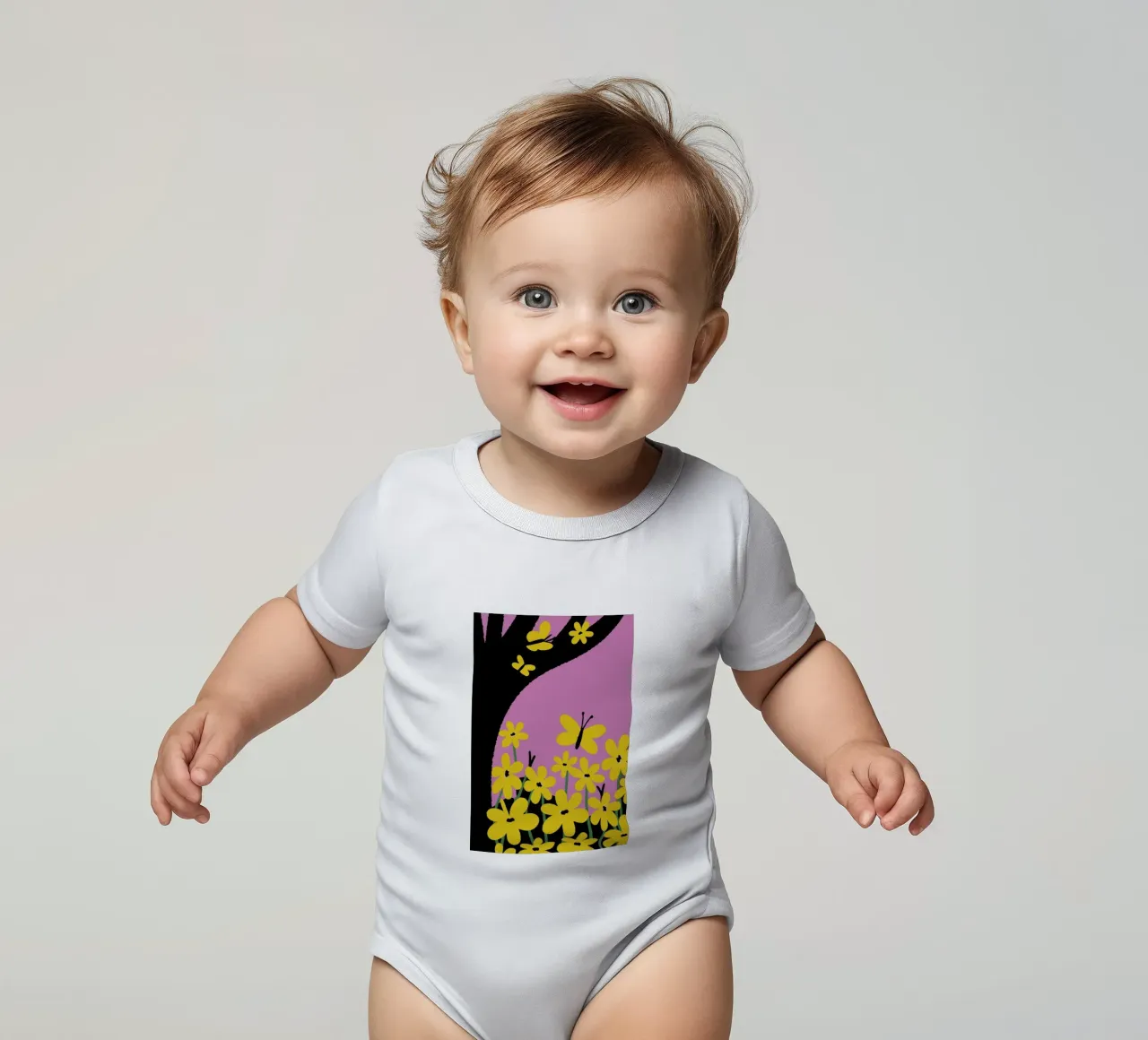 Farfalla e fiore body neonato maniche corte da TRENDY POSTER SHOP