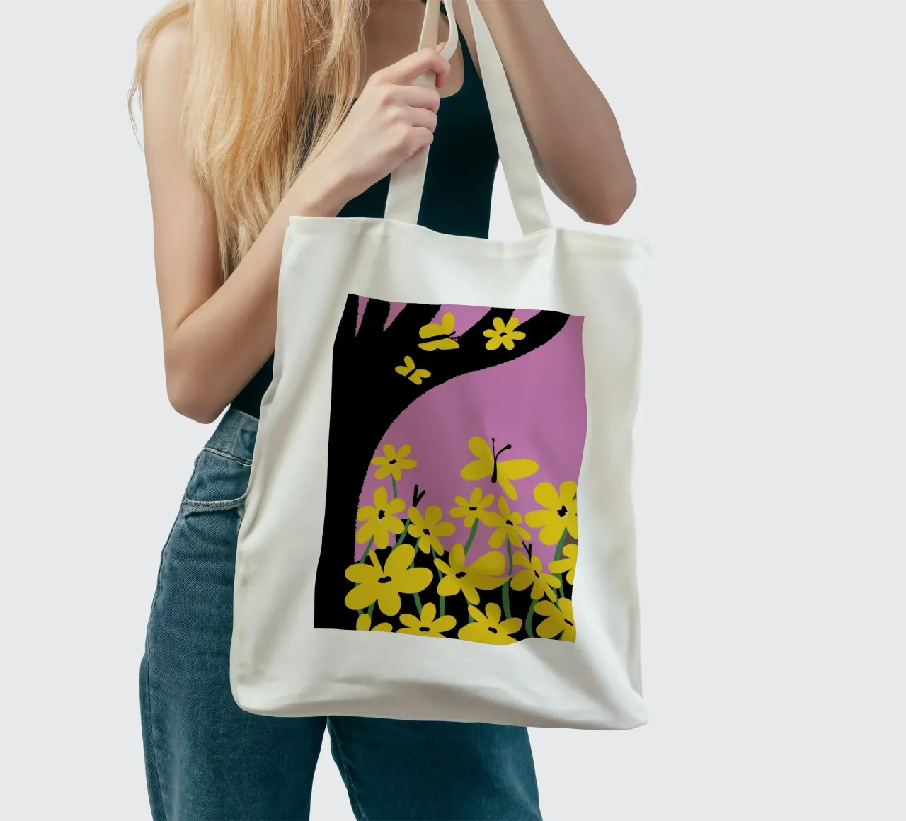 Farfalla e fiore borsa in juta da TRENDY POSTER SHOP
