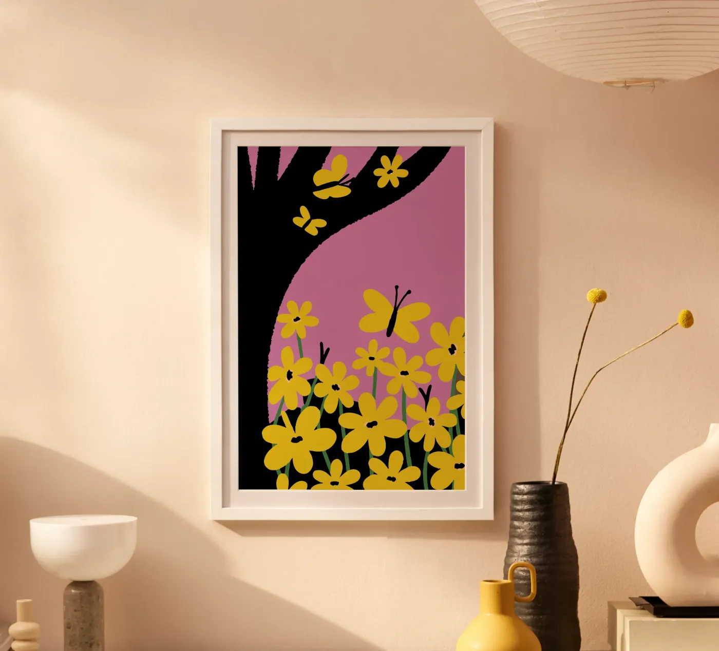 Butterfly and Flower poster van TRENDY POSTER SHOP