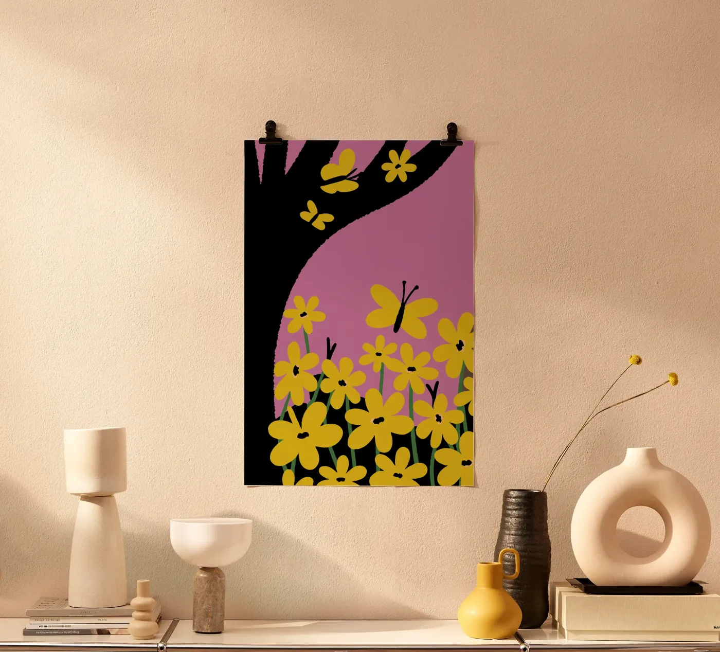 Butterfly and Flower poster van TRENDY POSTER SHOP