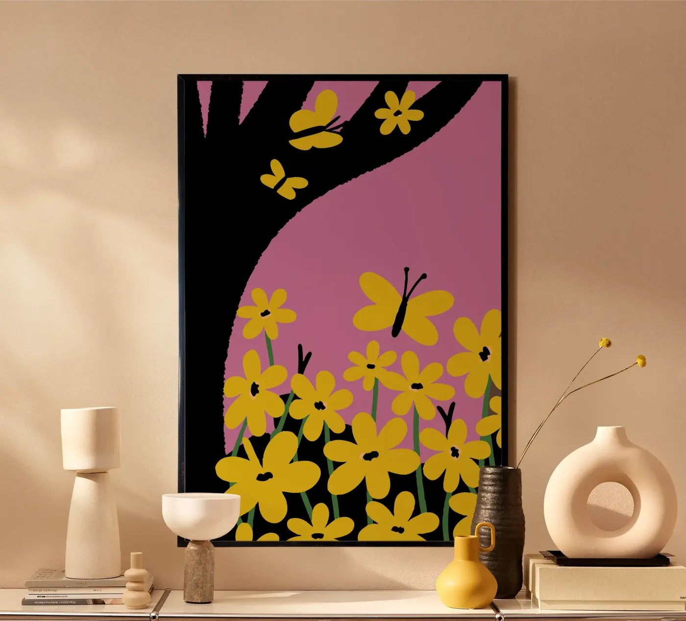 Butterfly and Flower poster van TRENDY POSTER SHOP