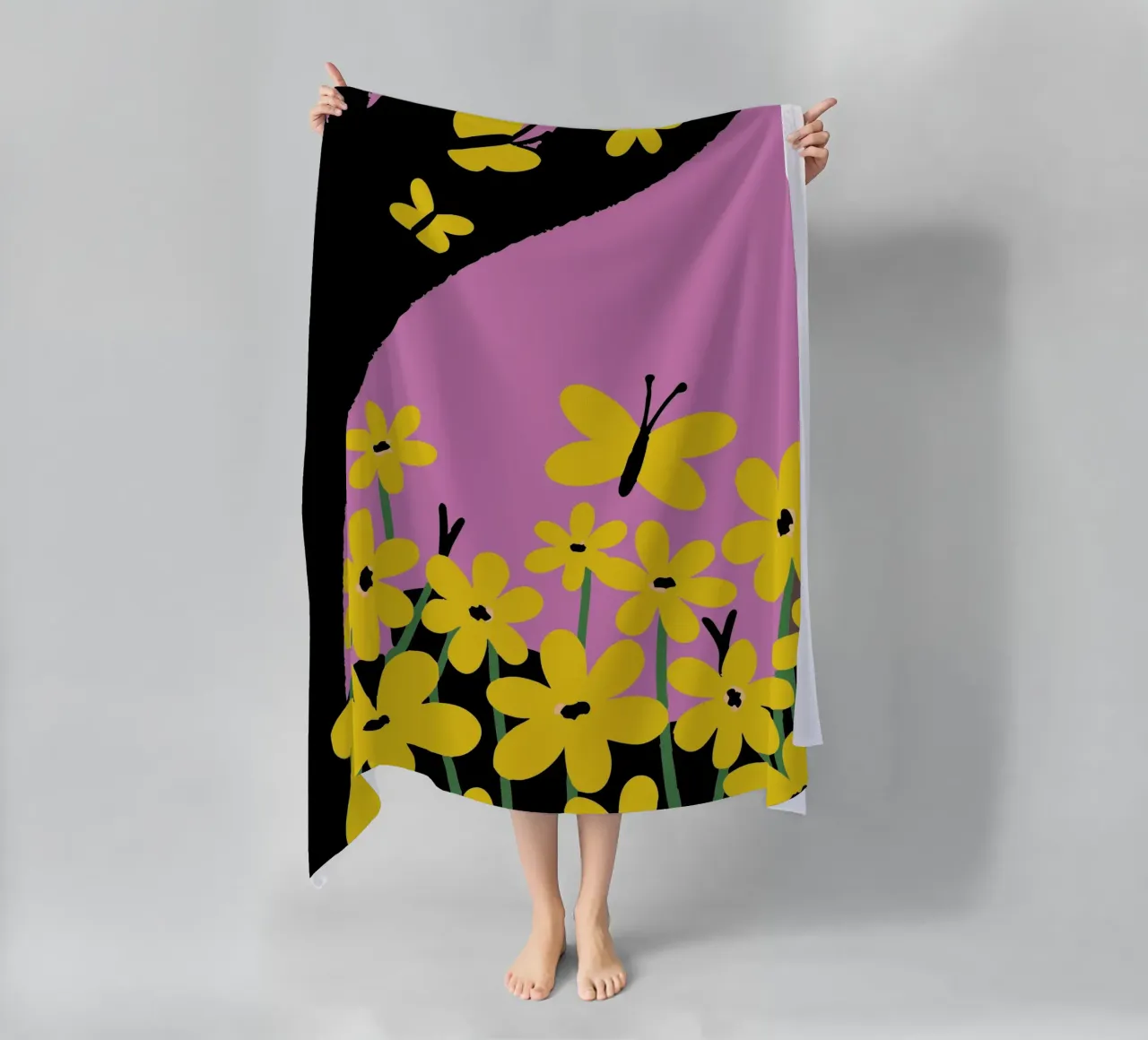 Butterfly and Flower beach towel by TRENDY POSTER SHOP