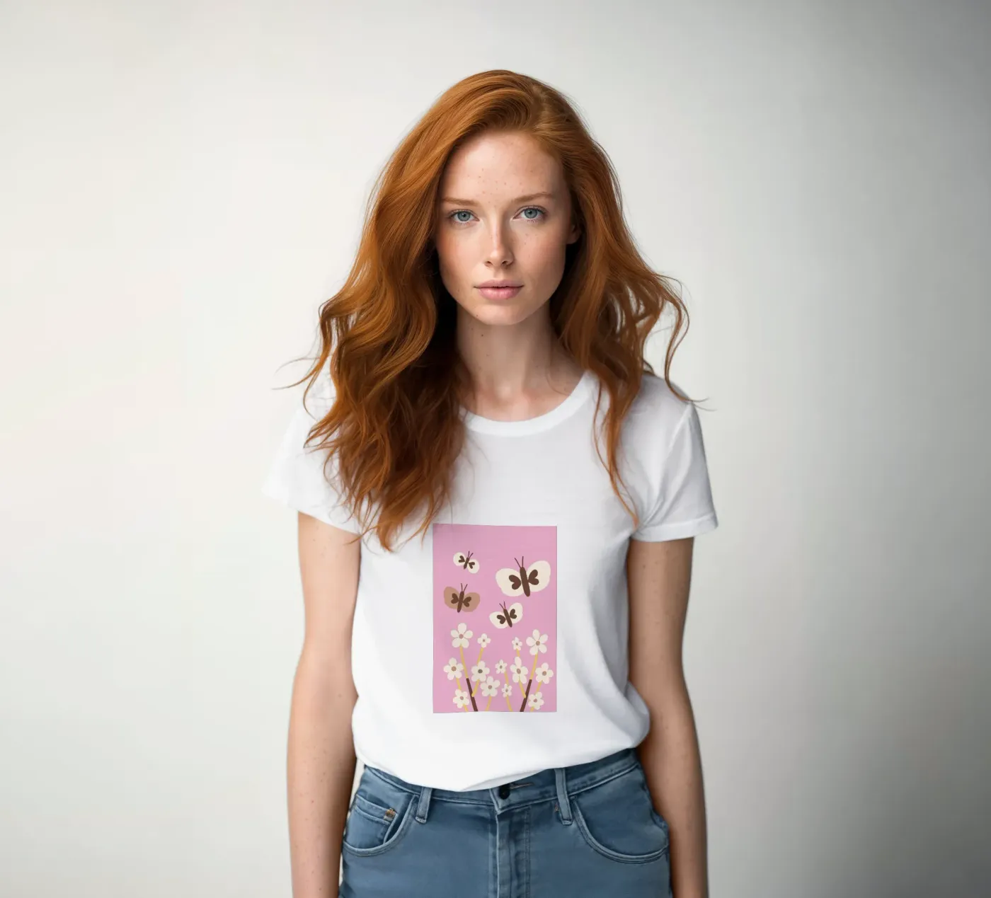 Farfalla e fiore t-shirt da donna da TRENDY POSTER SHOP