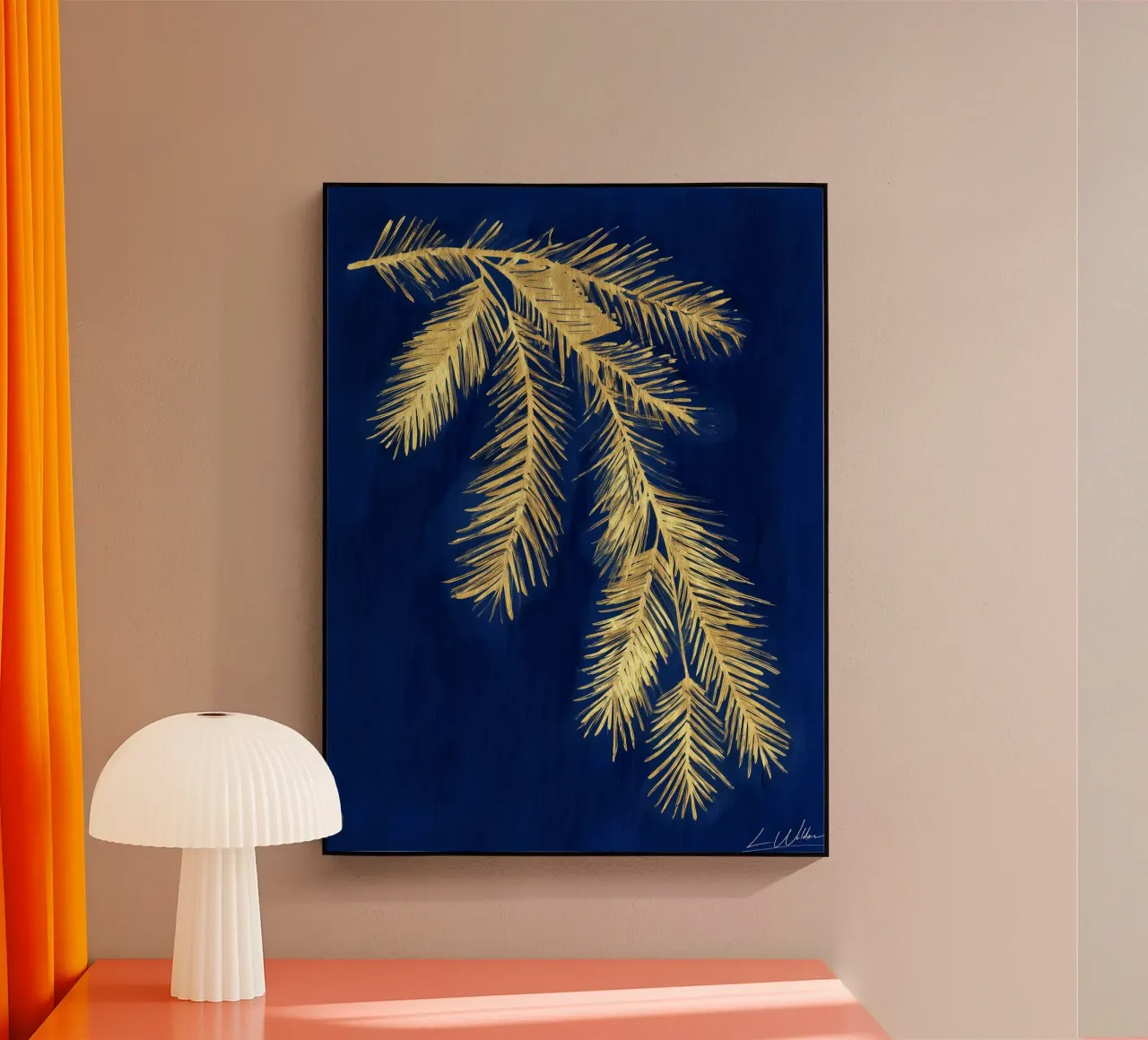 Golden Fir on Deep Blue acrylic glass by Luke Wilder Studio