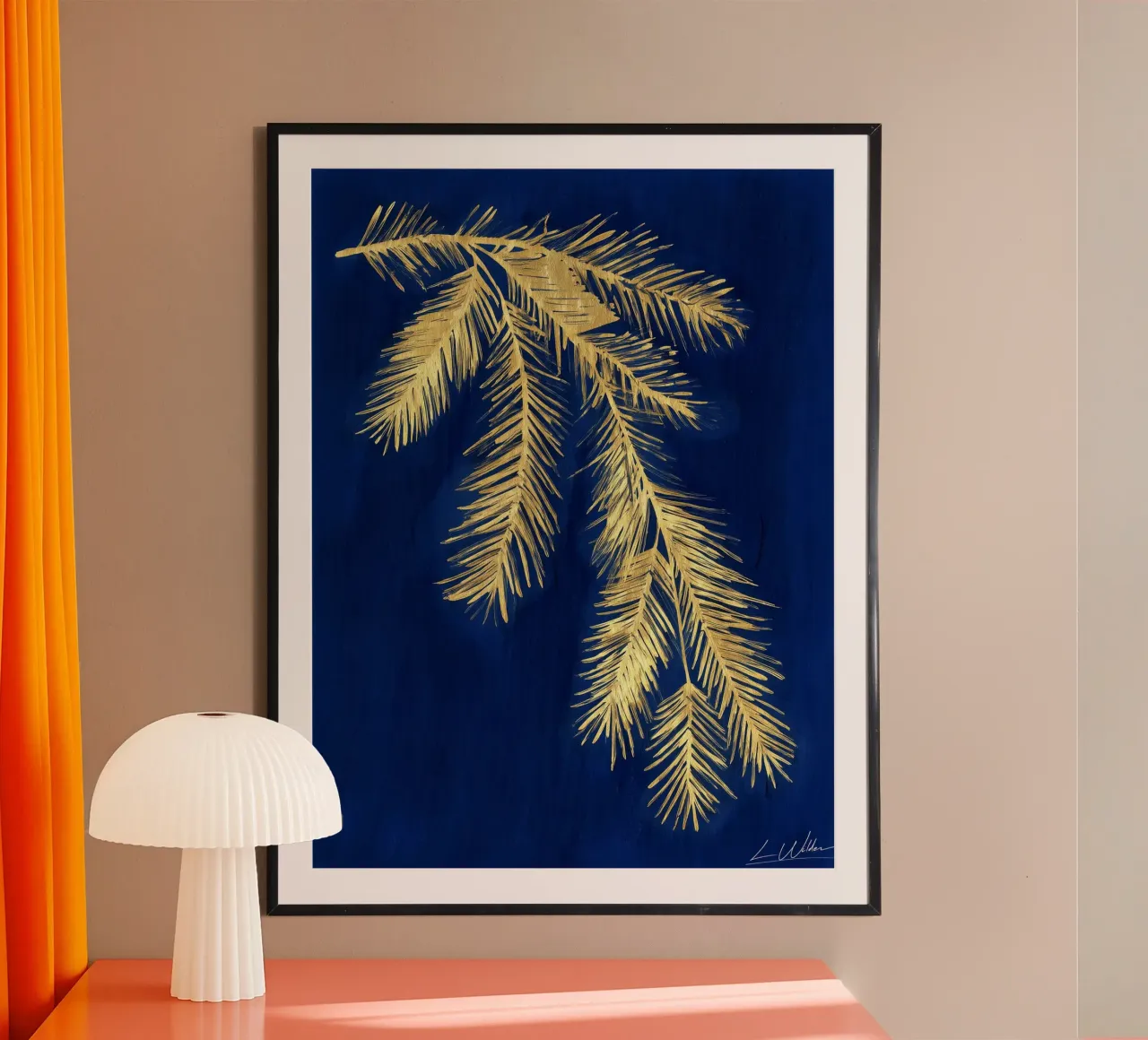 Goldene Tanne auf Deep Blue Poster von Luke Wilder Studio
