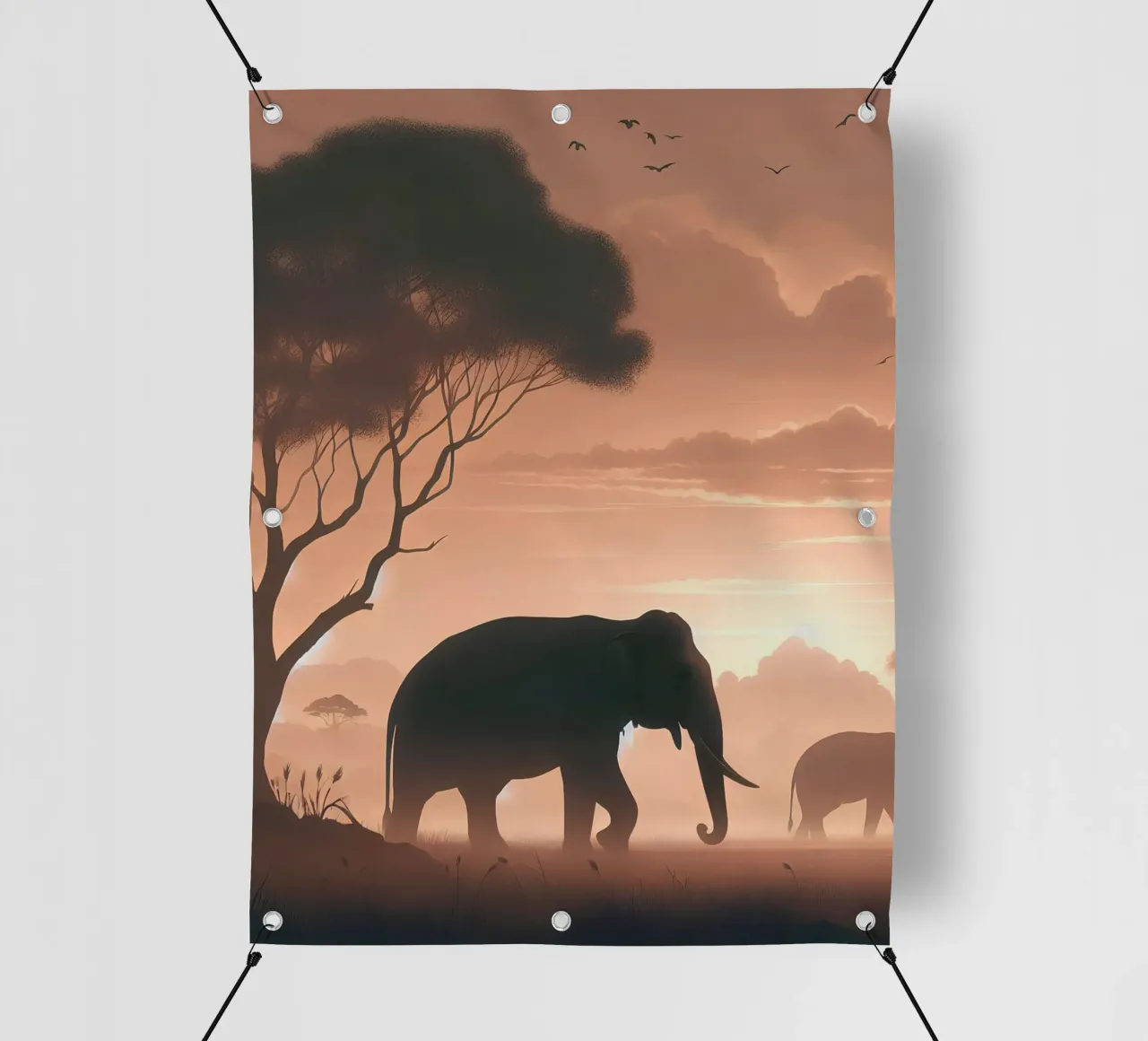 Elefante nella luce del mattino telo in pvc da Digital Naive