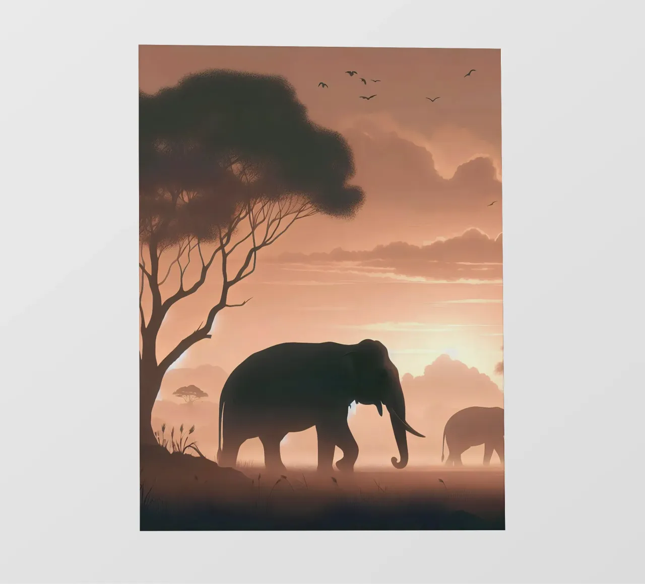 Elefante nella luce del mattino telo in pvc da Digital Naive