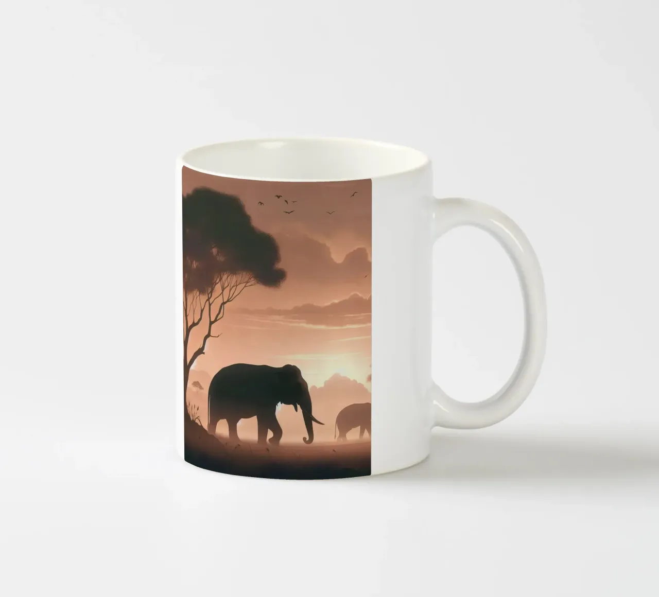 Elefante nella luce del mattino tazza in ceramica da Digital Naive