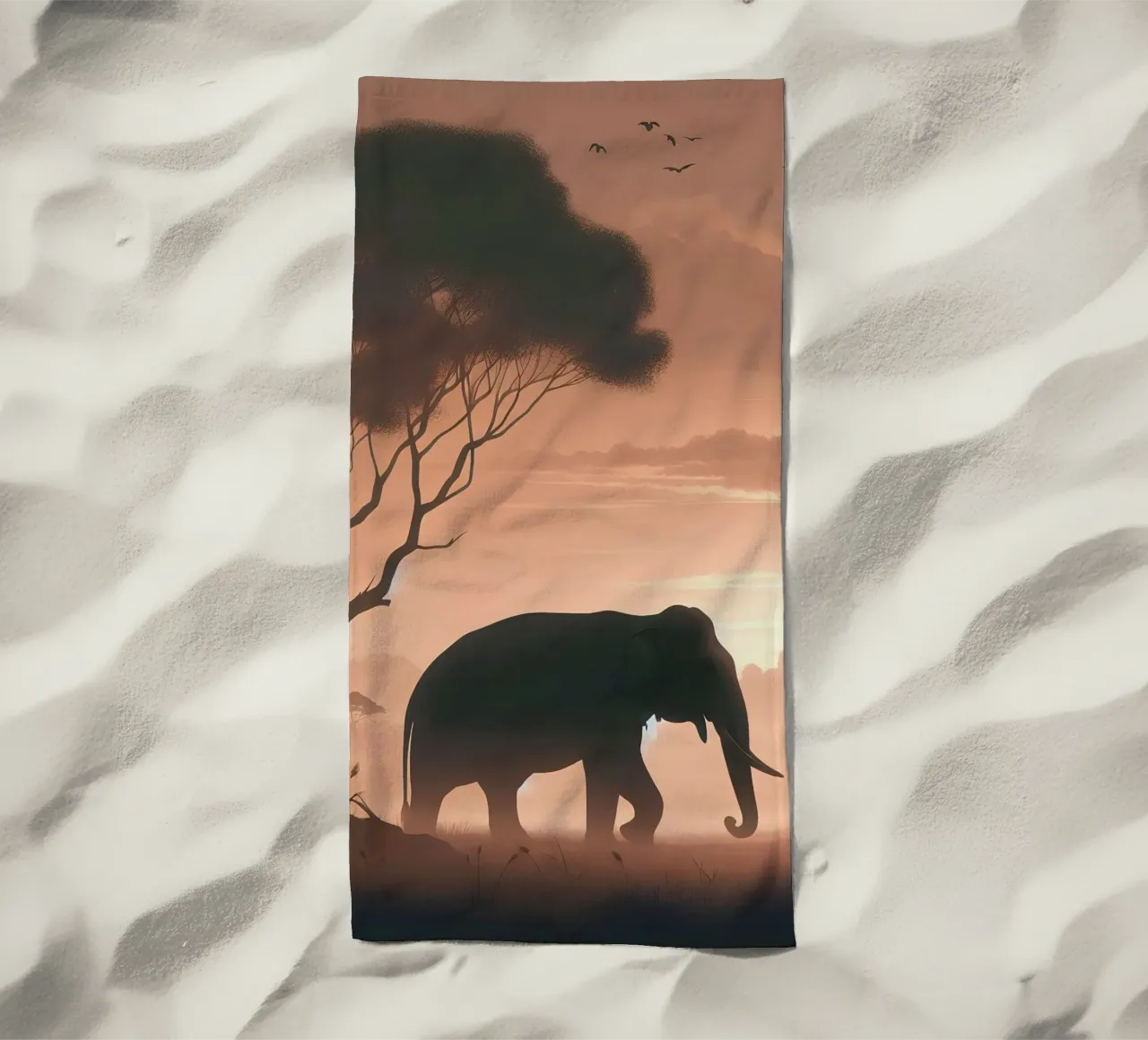Eléphant dans la lumière du matin serviette de plage de Digital Naive