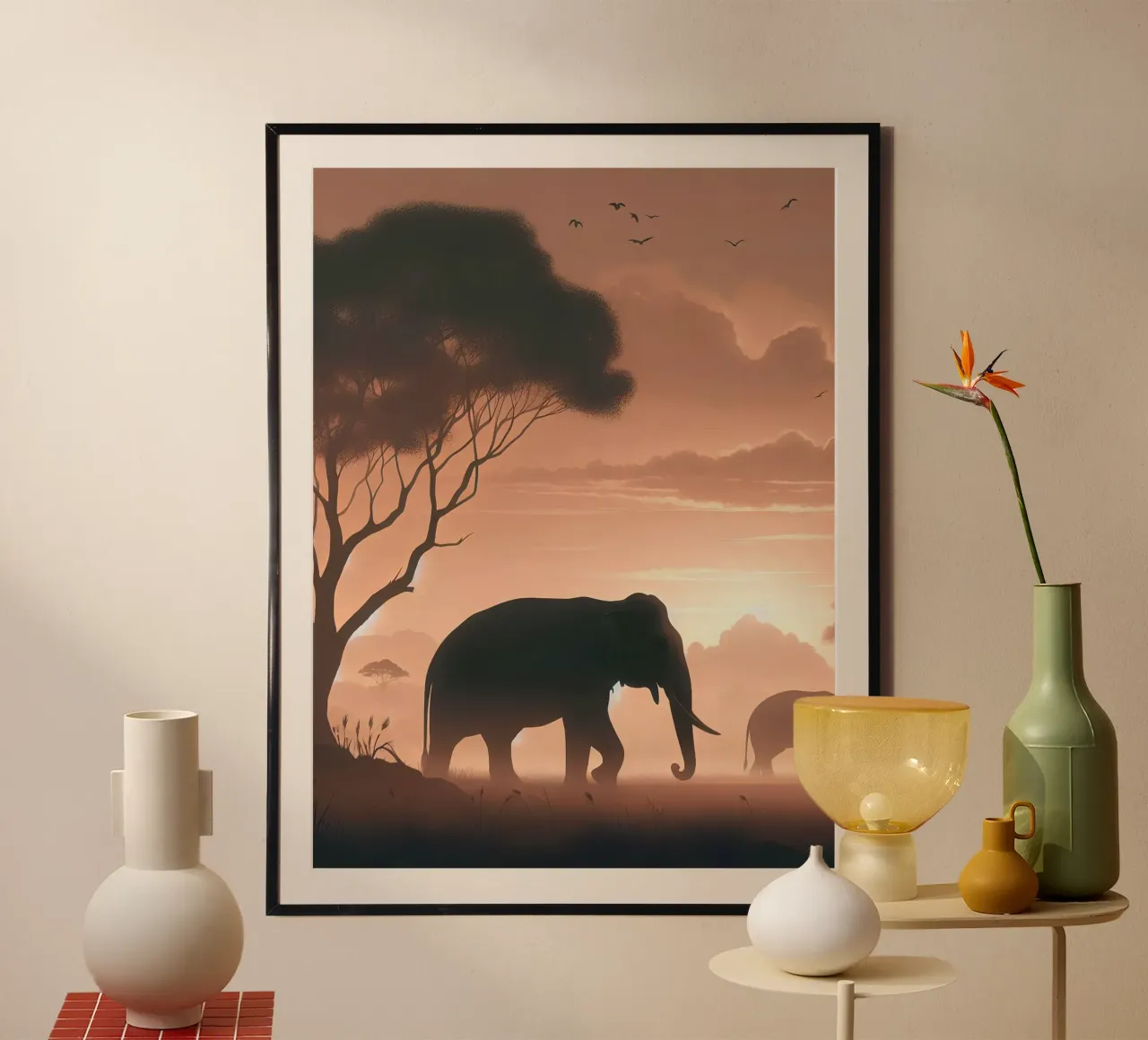 Eléphant dans la lumière du matin poster de Digital Naive