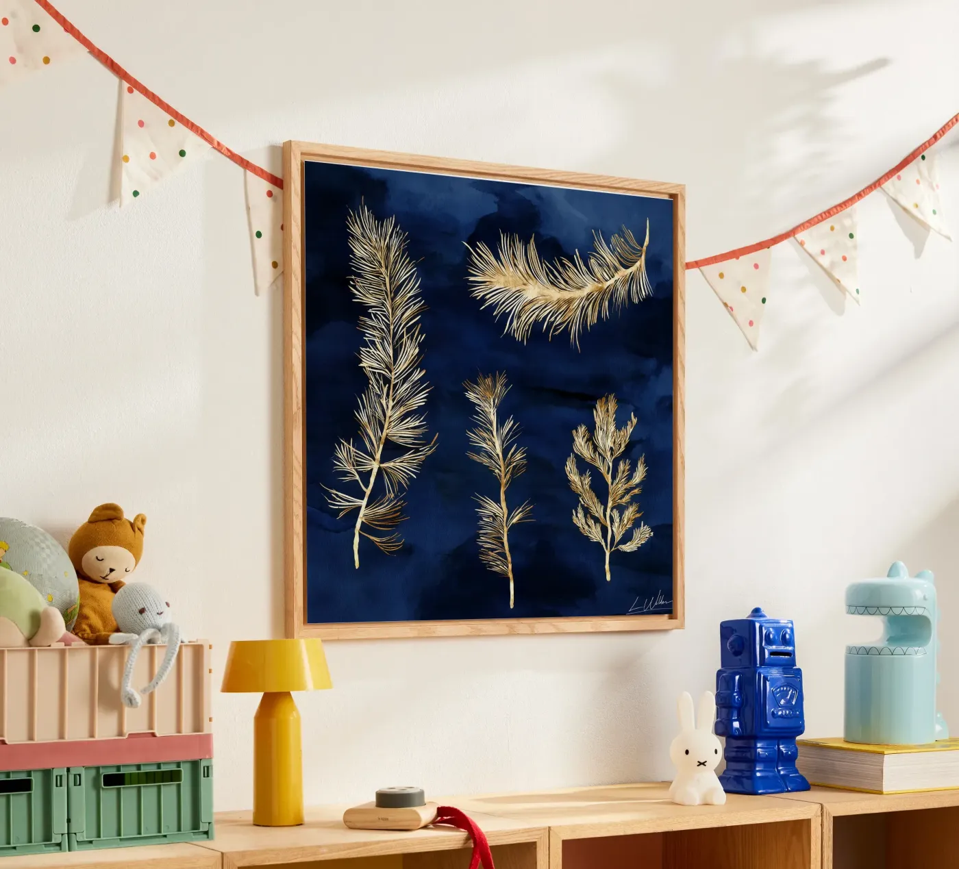Pini d'oro su Indaco plexiglass da Louise Wilder Studio