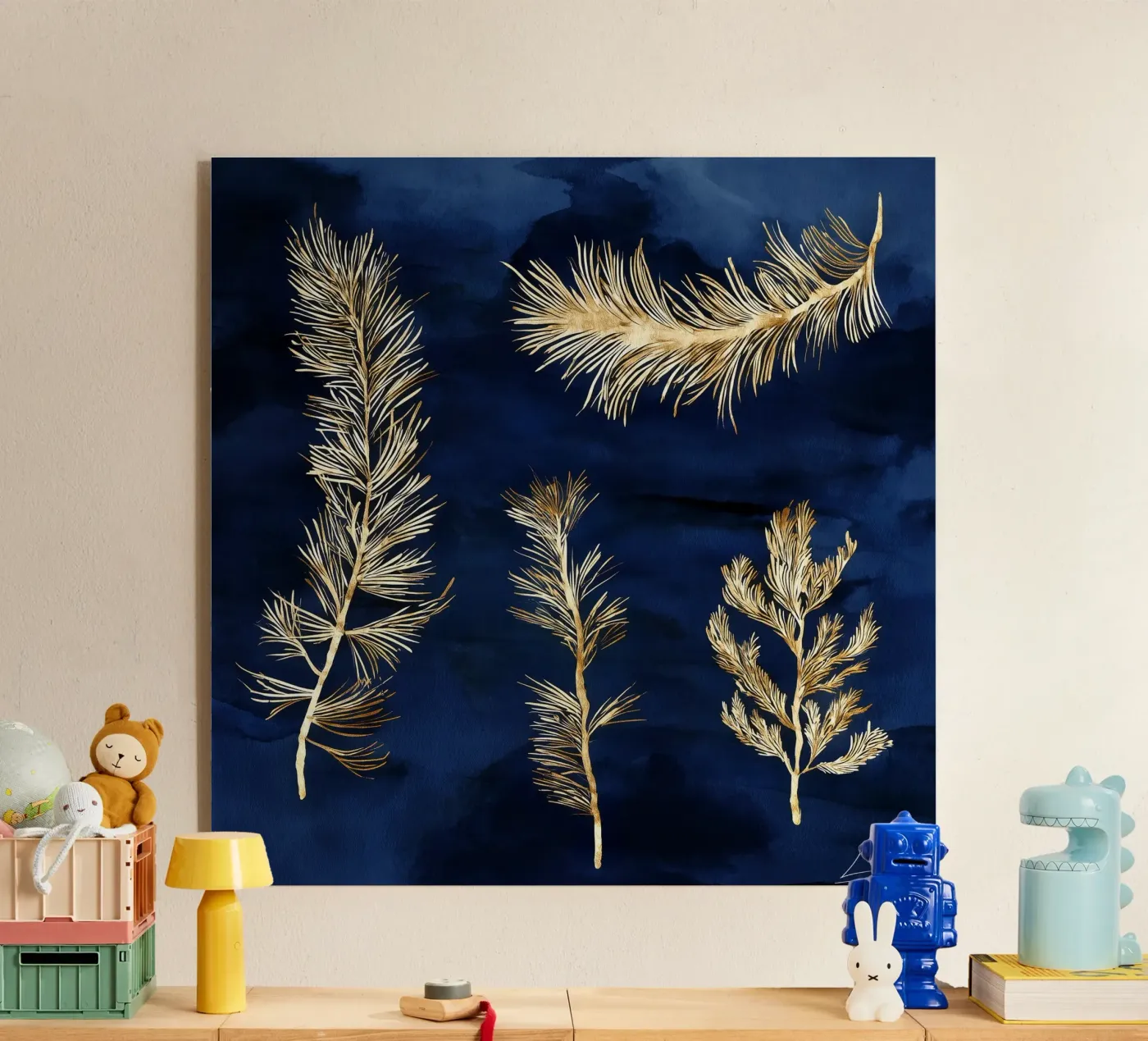 Pini d'oro su Indaco plexiglass da Louise Wilder Studio