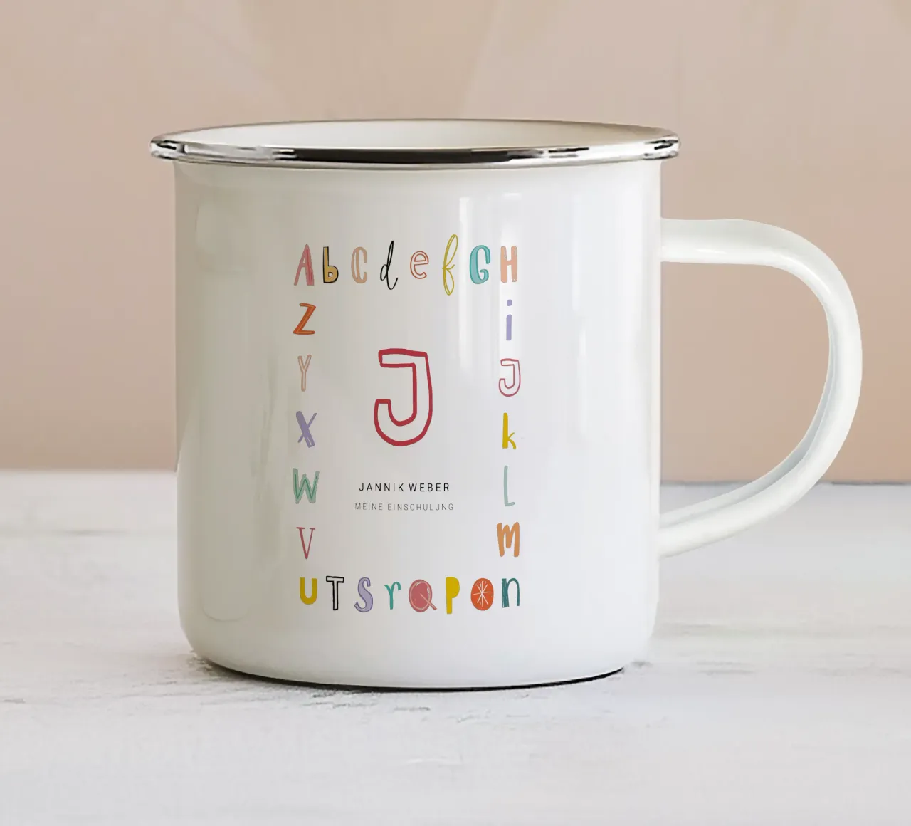 Alphabet tazza in smalto da Kartenliebe