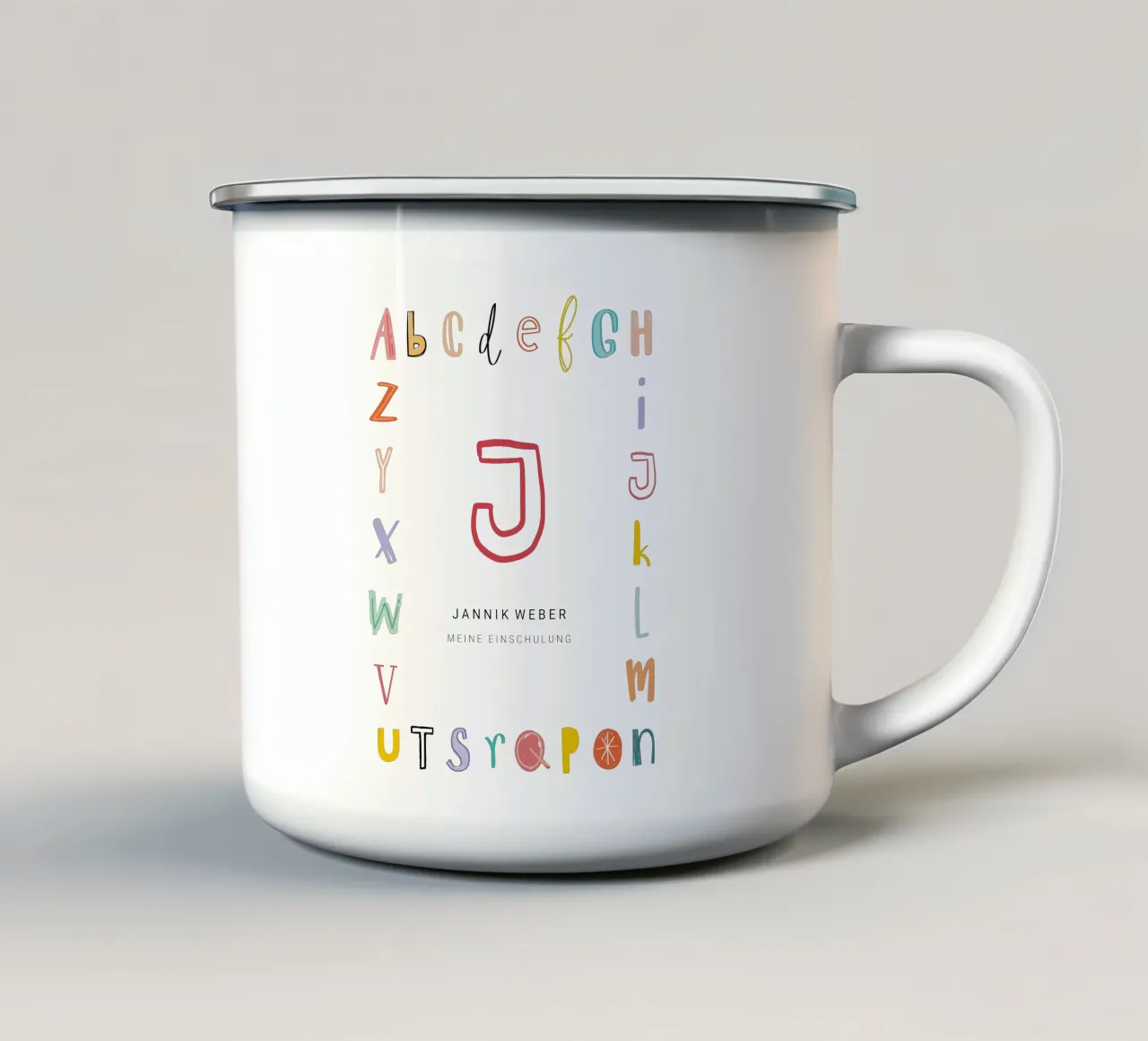 Alphabet tazza in smalto da Kartenliebe